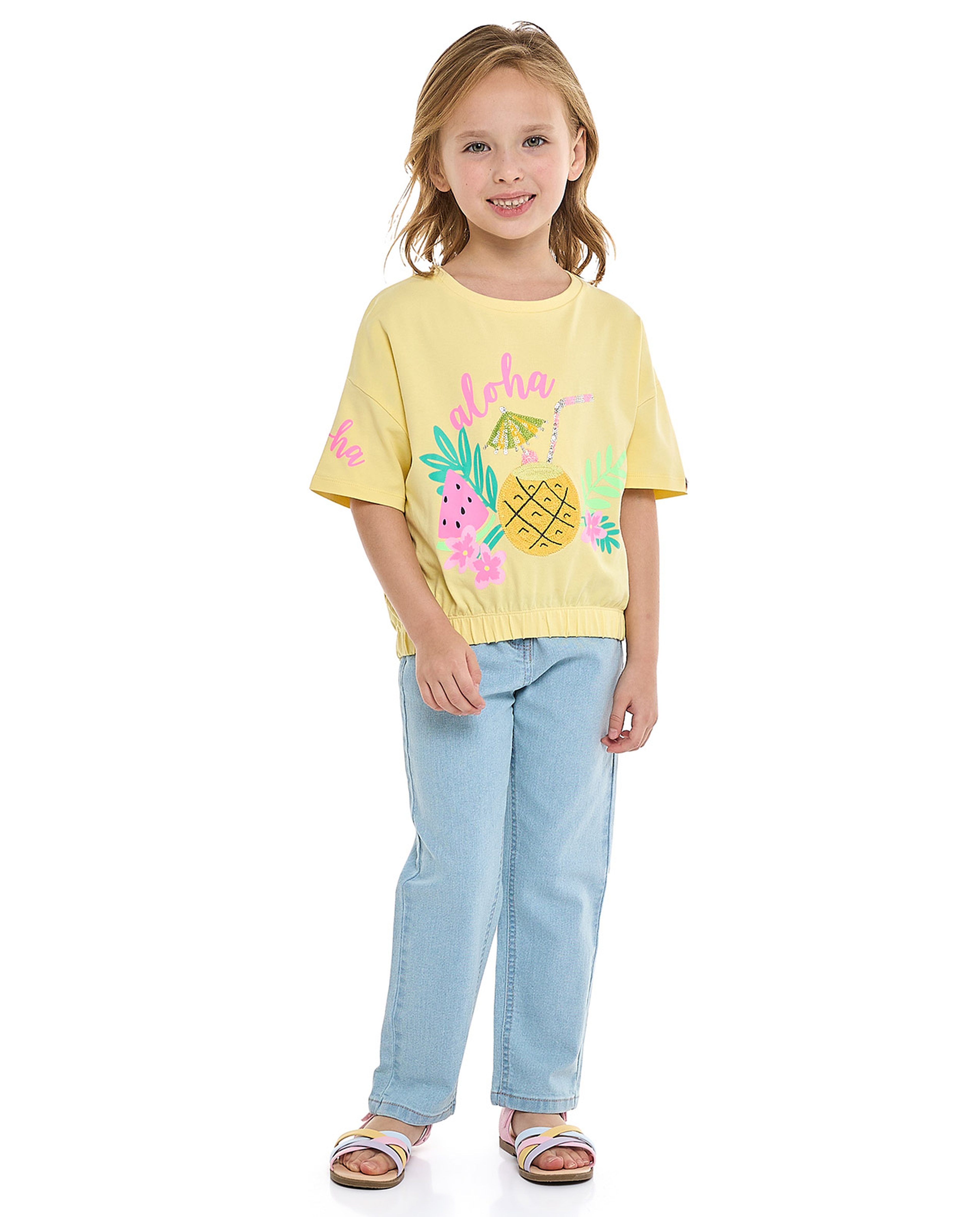 Printed T-Shirt with Crew Neck and Short Sleeves