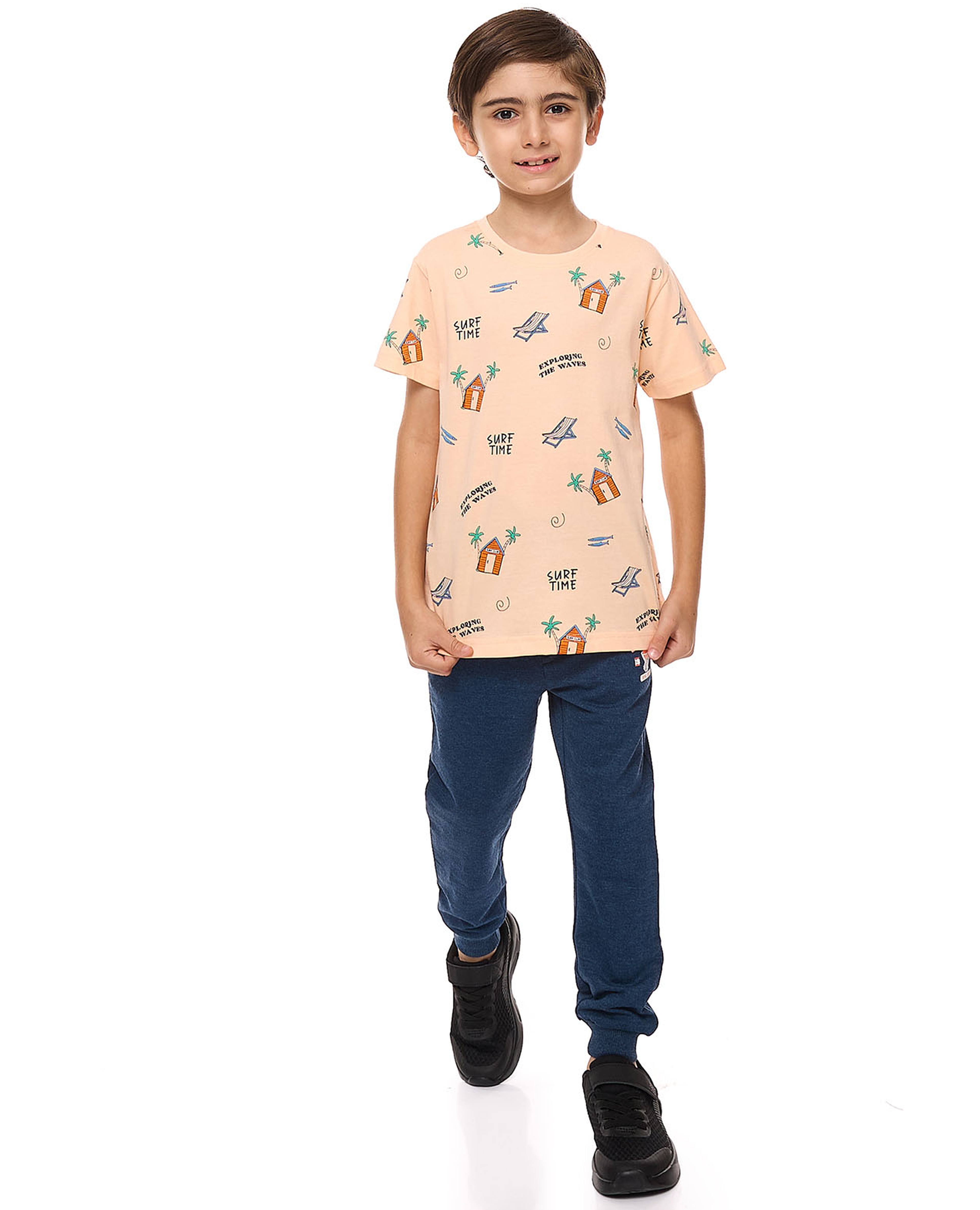 Printed T-Shirt with Crew Neck and Short Sleeves