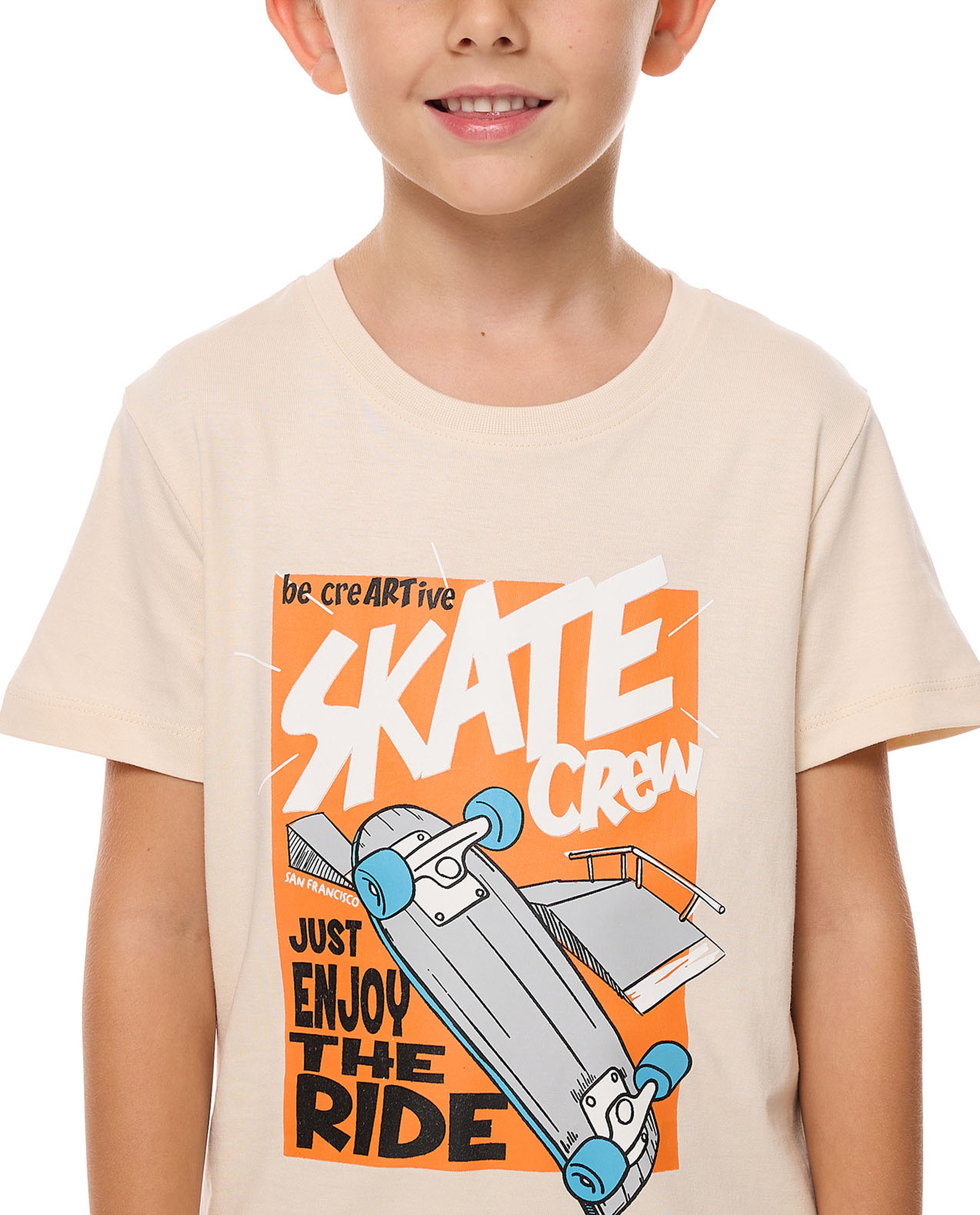 Printed T-Shirt with Crew Neck and Short Sleeves