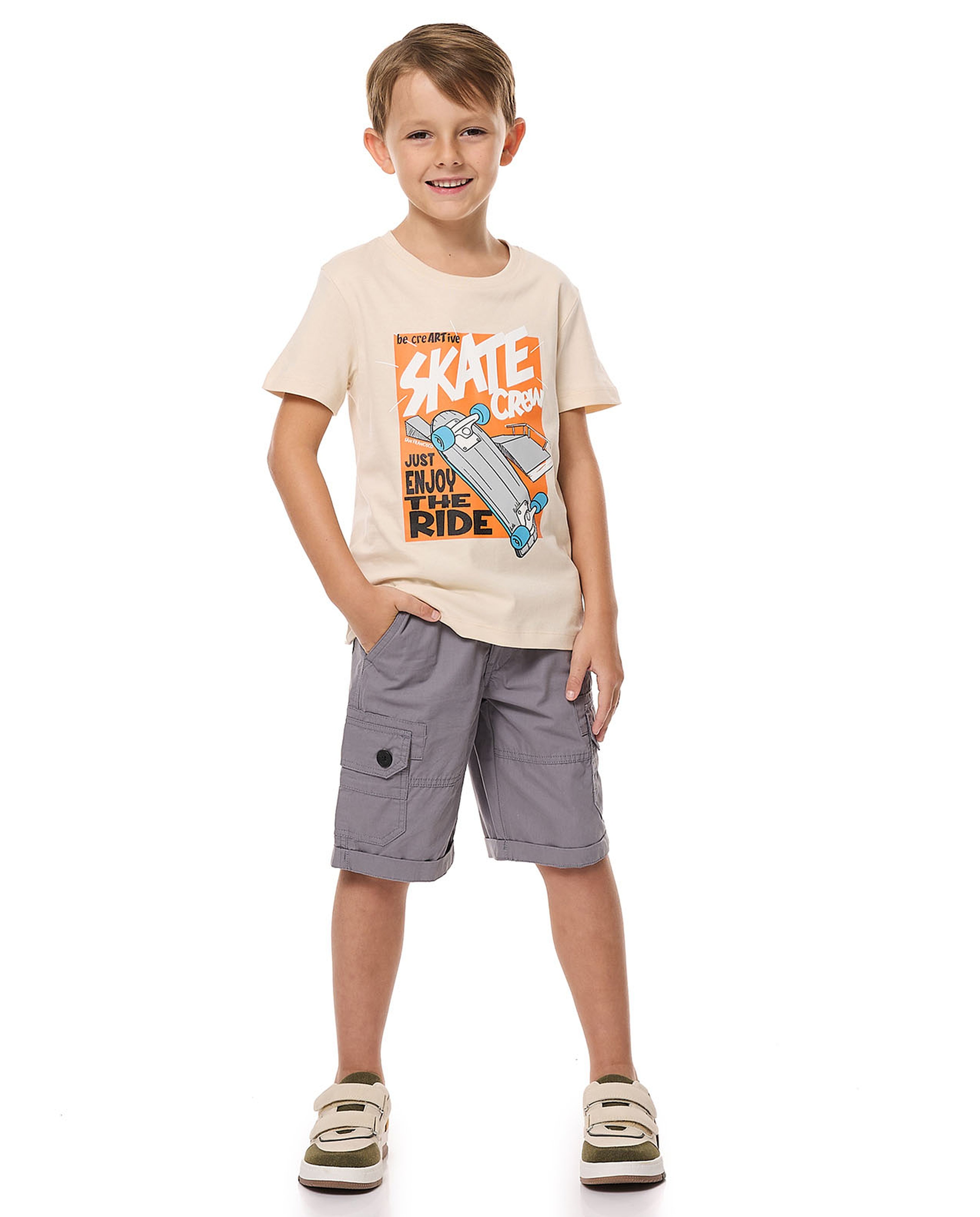 Printed T-Shirt with Crew Neck and Short Sleeves