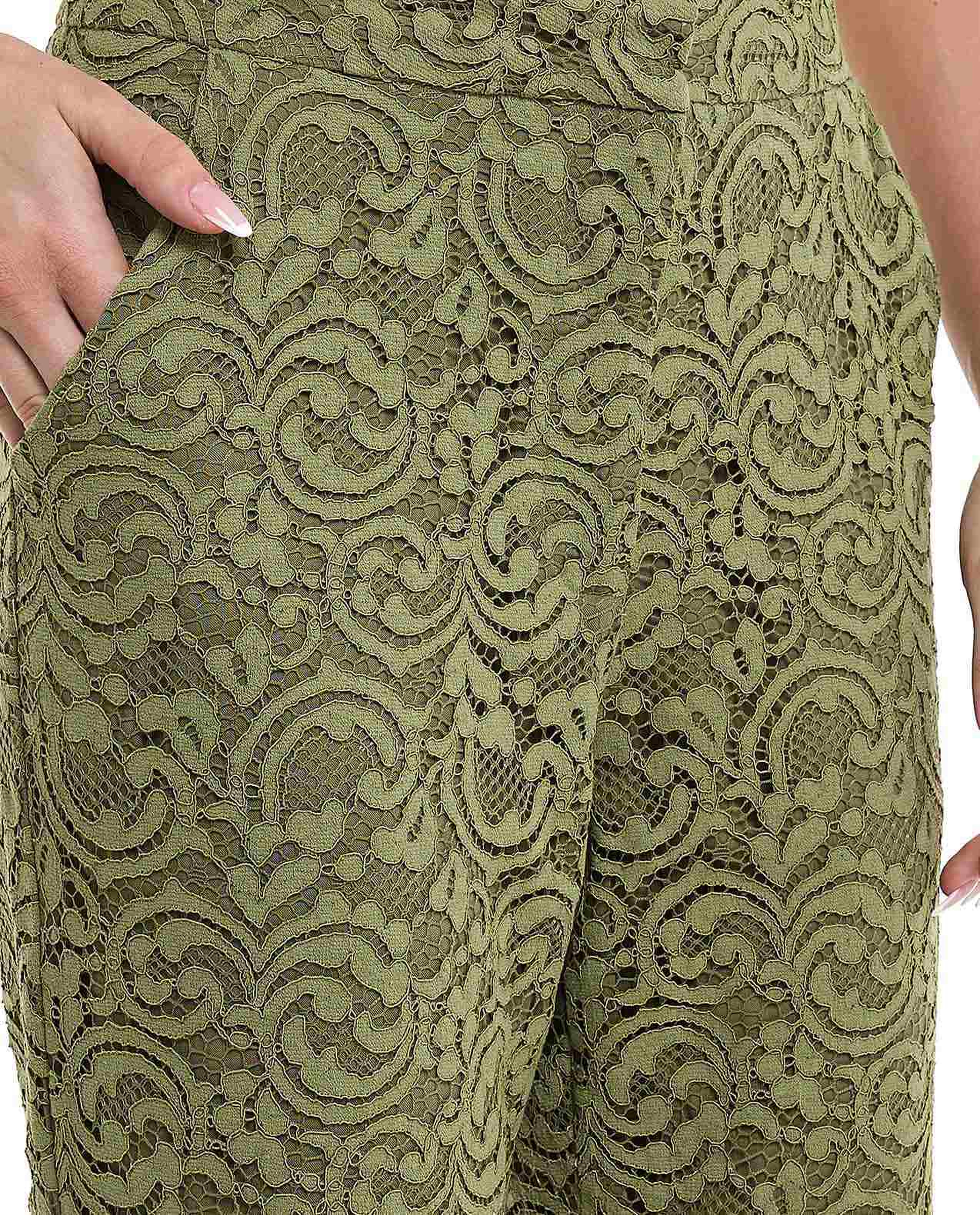 Lace Shirt with Classic Collar and Short Sleeves