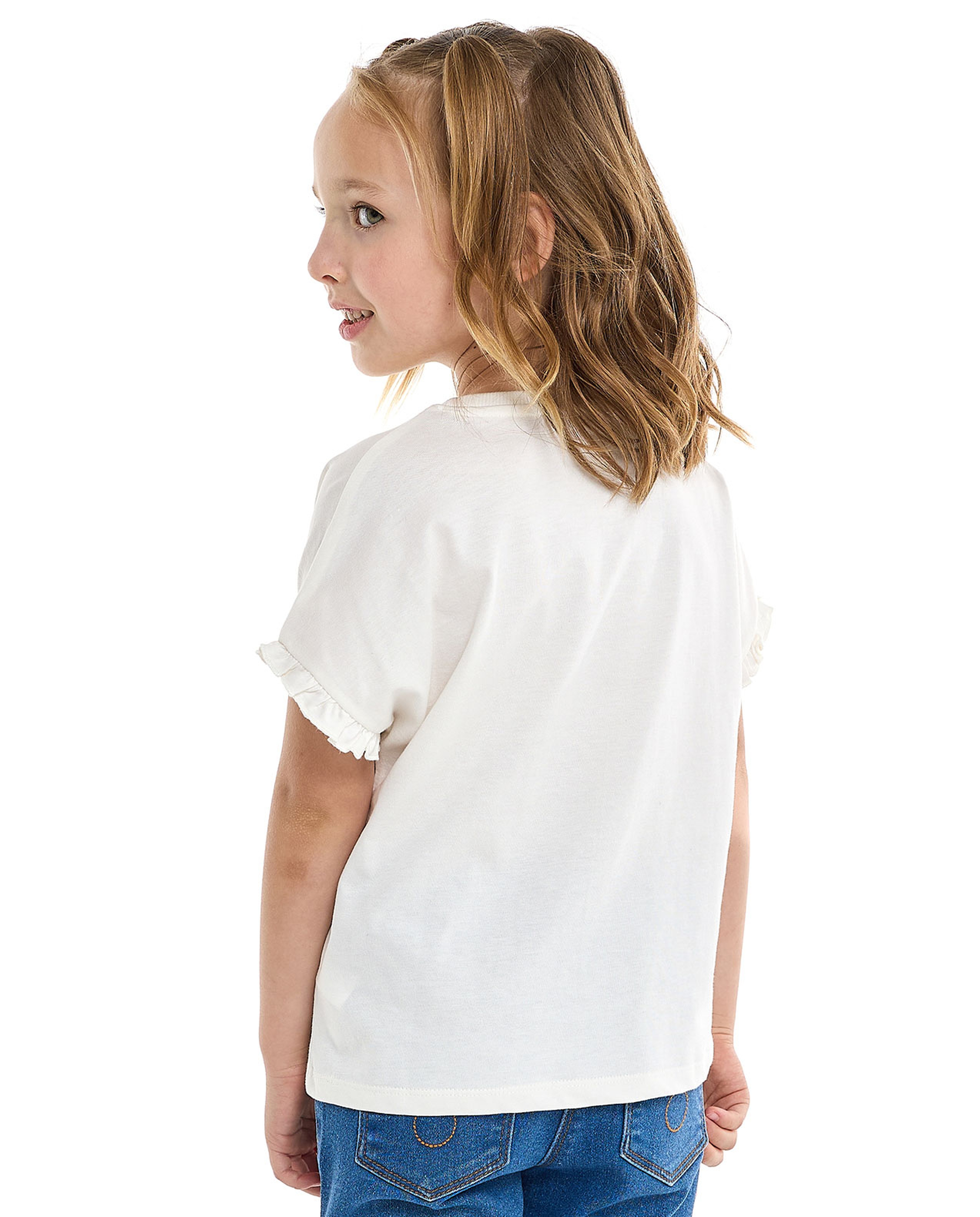 Printed Top with Crew Neck and Short Sleeves