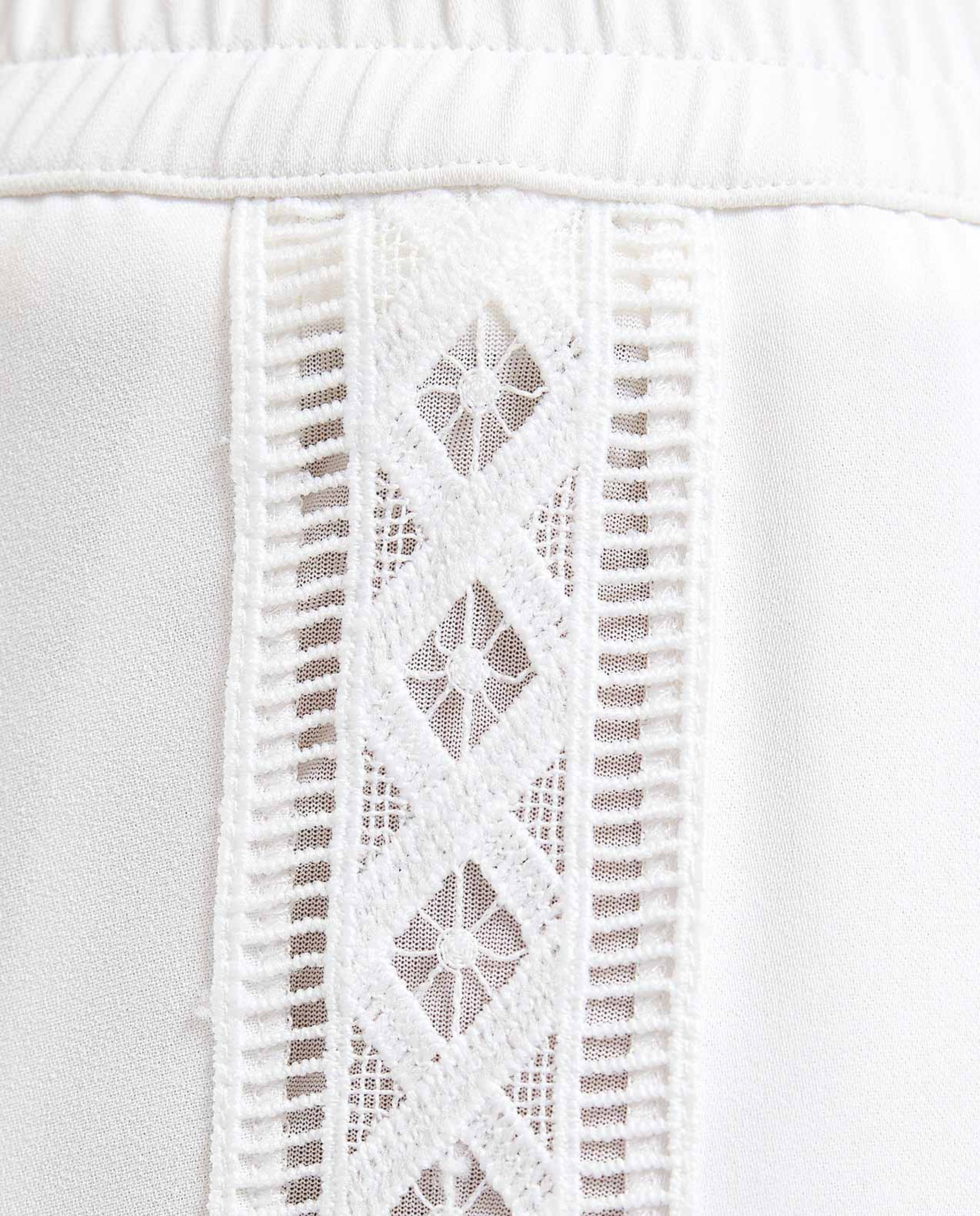 Lace Trim Pants with Elastic Waist