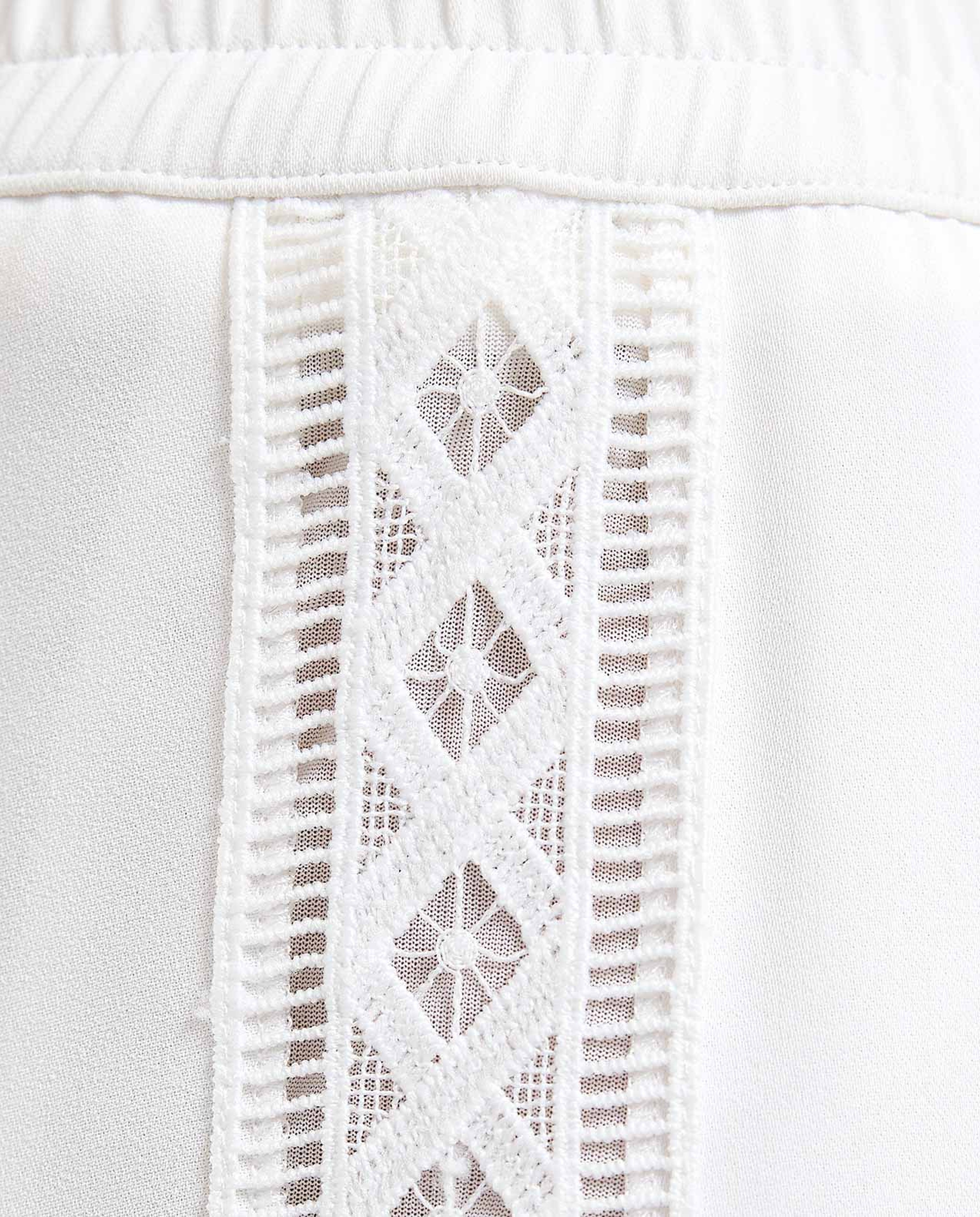 Lace Trim Pants with Elastic Waist