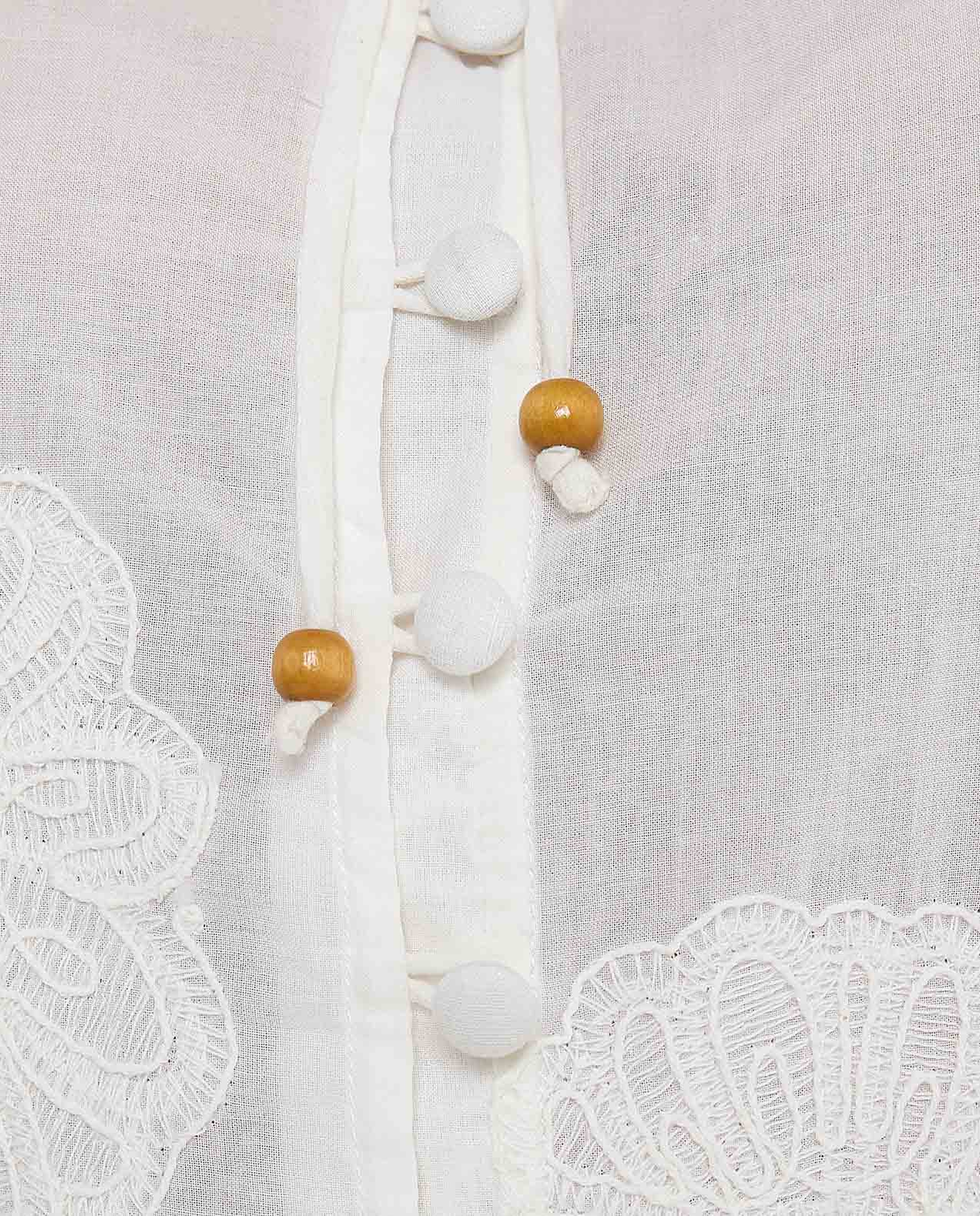 Embroidered Top with Tie-Up Neck and Long Sleeves