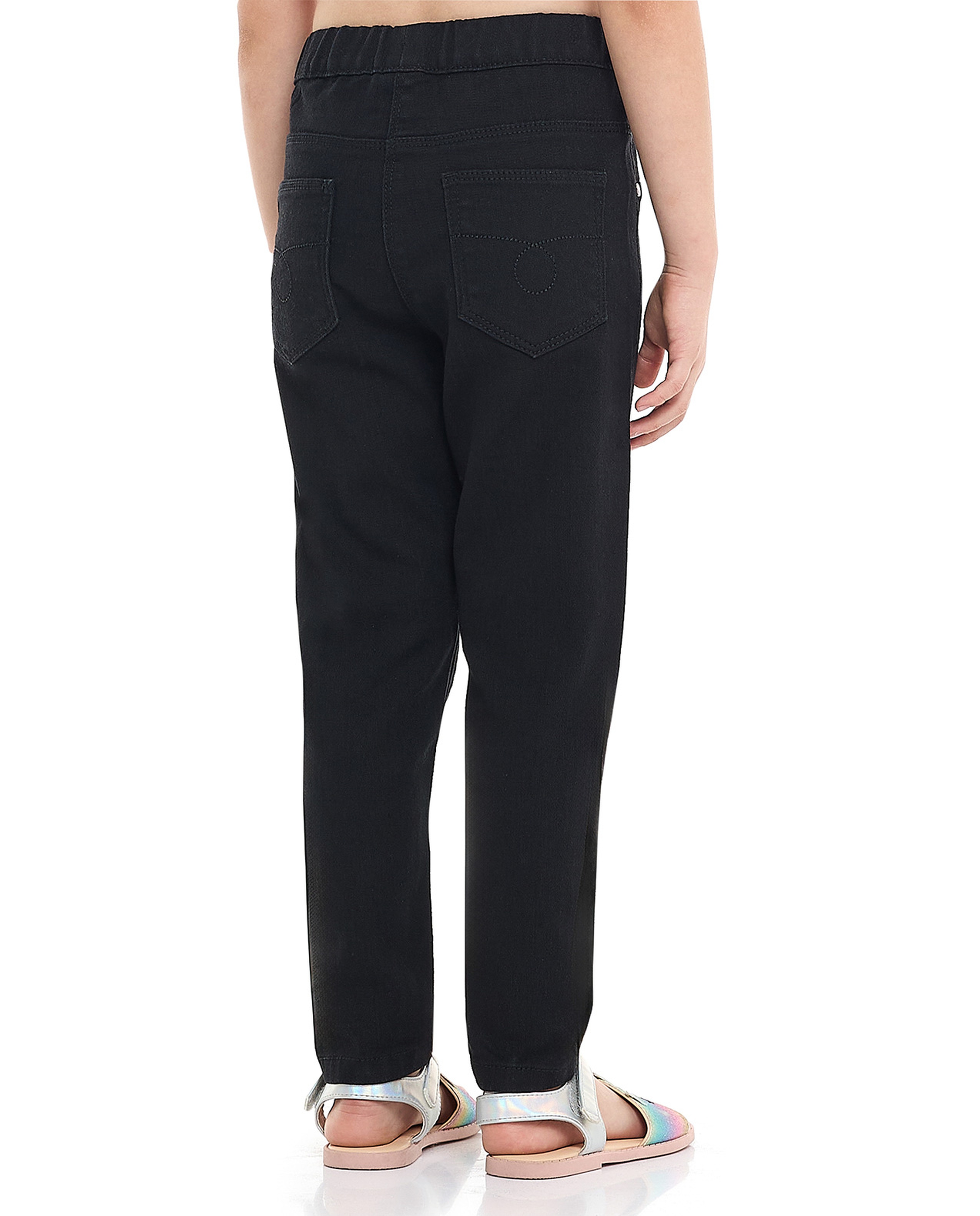 Solid Skinny Fit Jeggings with Elastic Waist