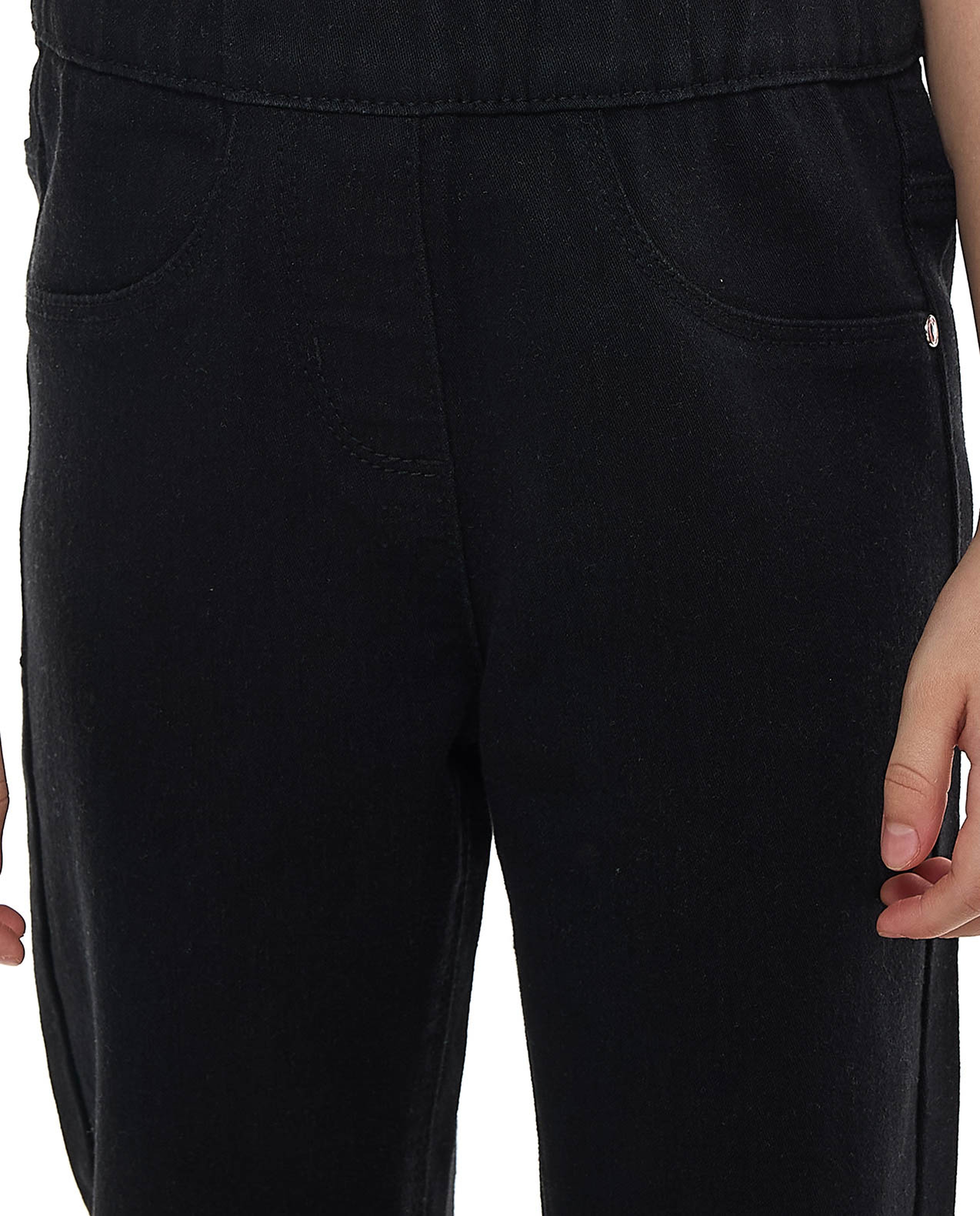 Solid Skinny Fit Jeggings with Elastic Waist