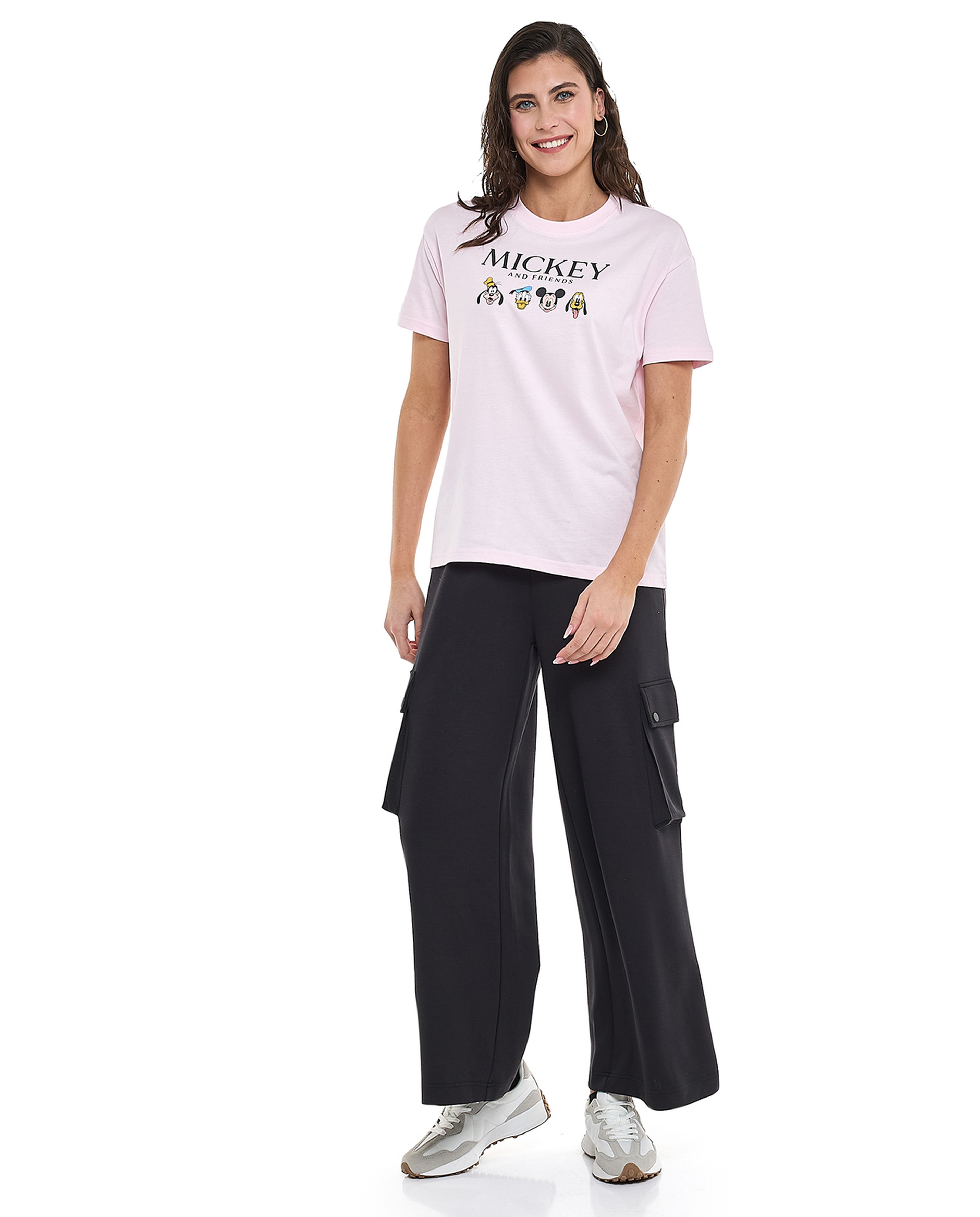 Mickey & Friends Printed T-Shirt with Crew Neck and Short Sleeves