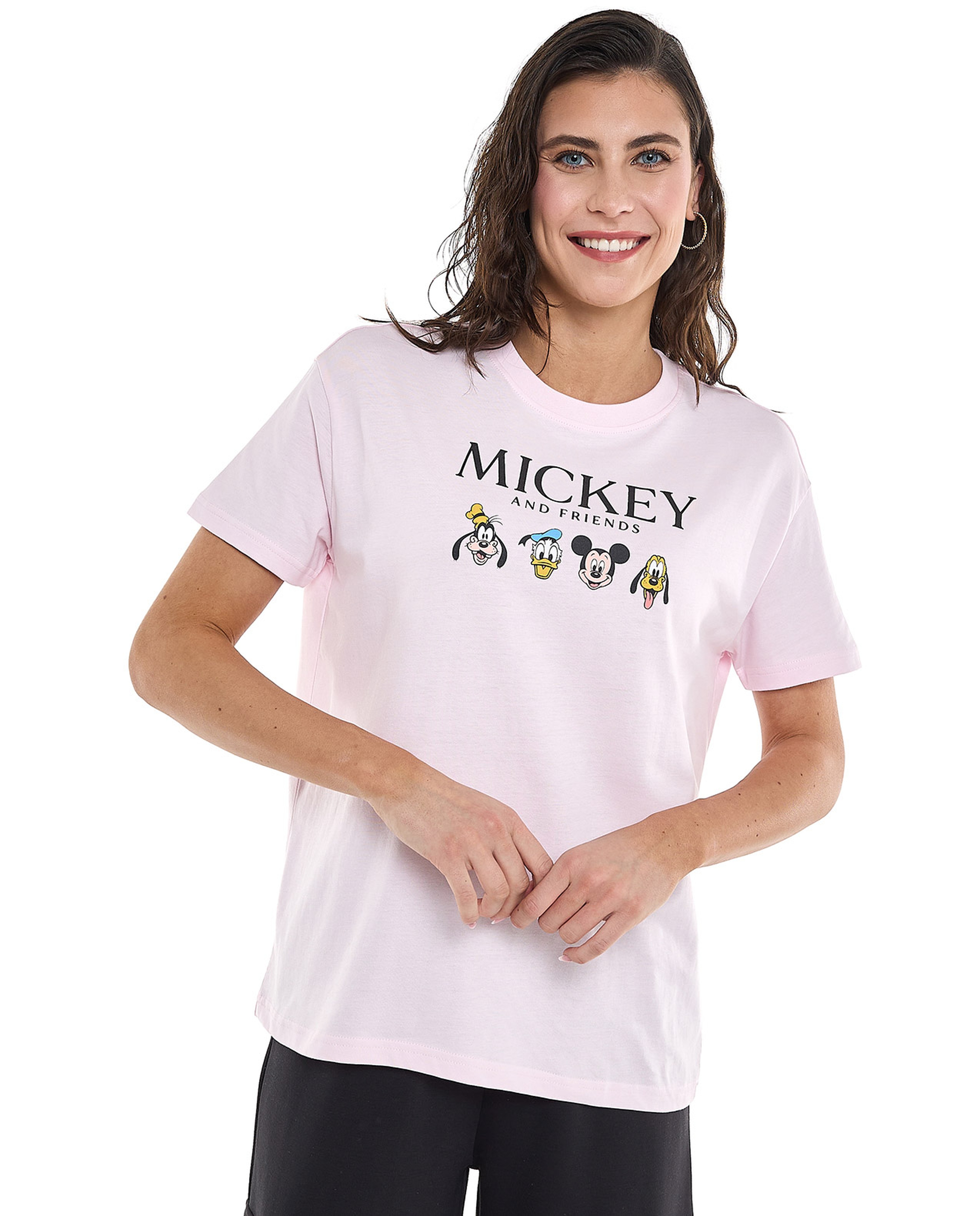 Mickey & Friends Printed T-Shirt with Crew Neck and Short Sleeves