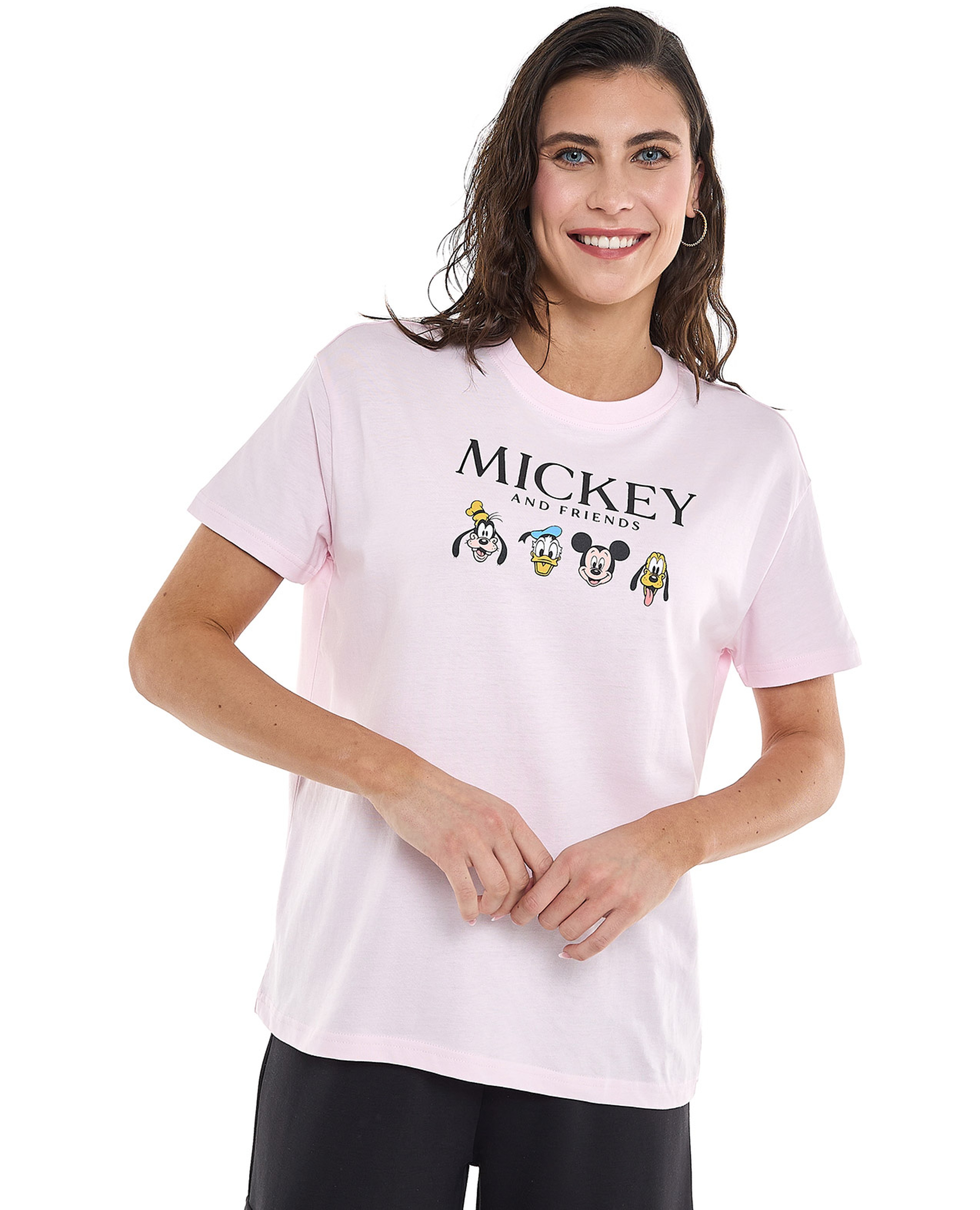 Mickey & Friends Printed T-Shirt with Crew Neck and Short Sleeves