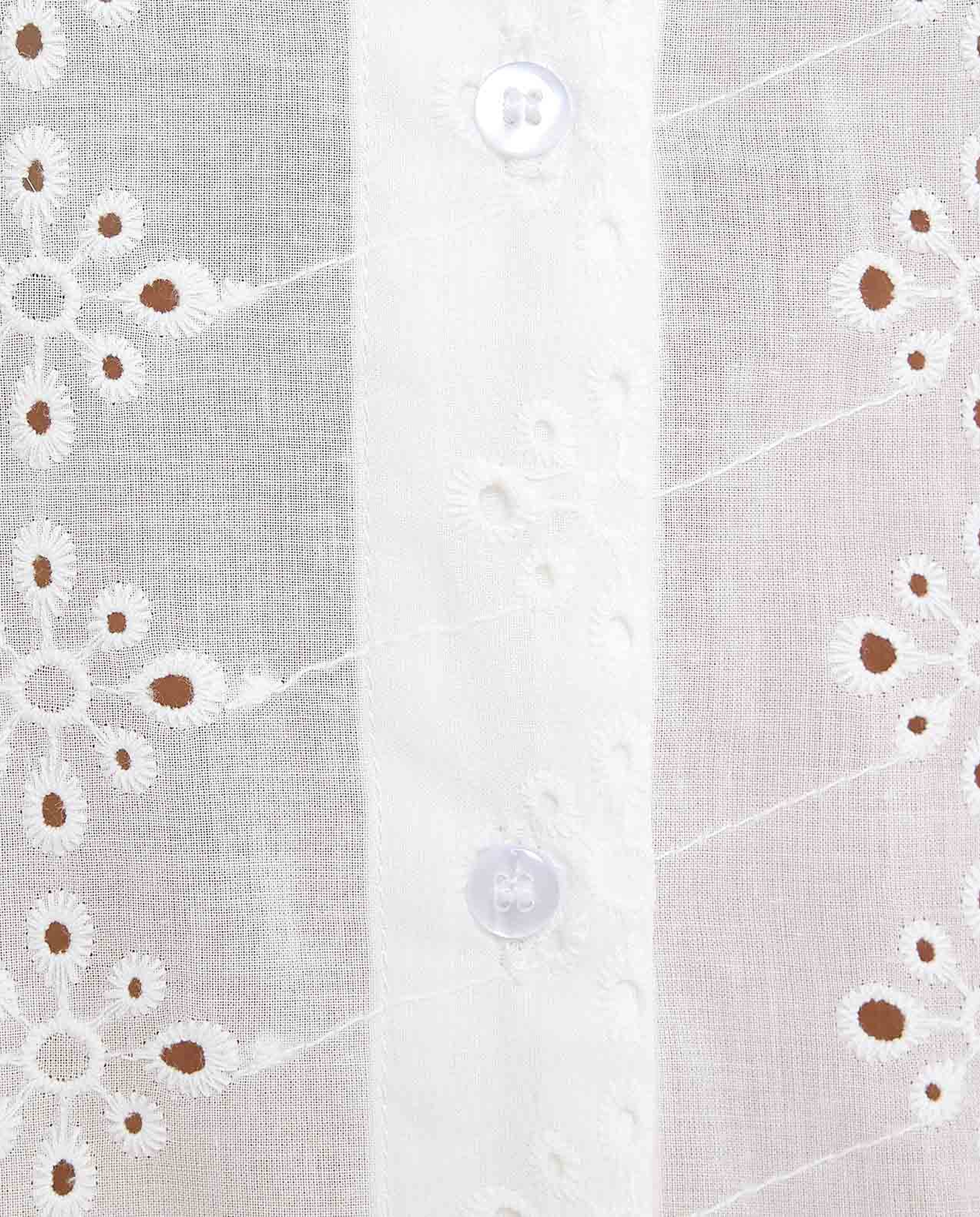 Schiffli Shirt with Classic Collar and 3/4 Sleeves