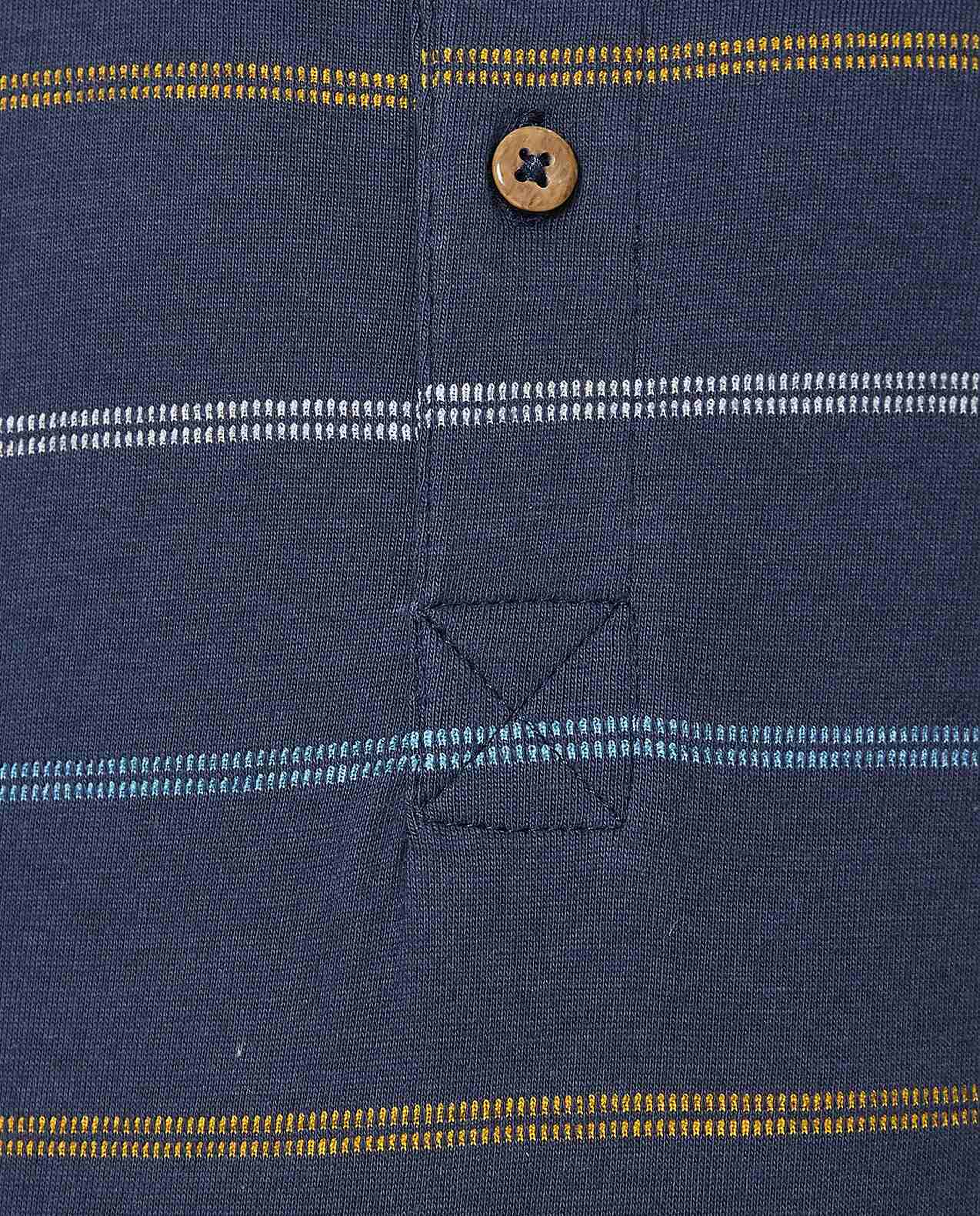 Striped T-Shirt with Henley Neck and Short Sleeves