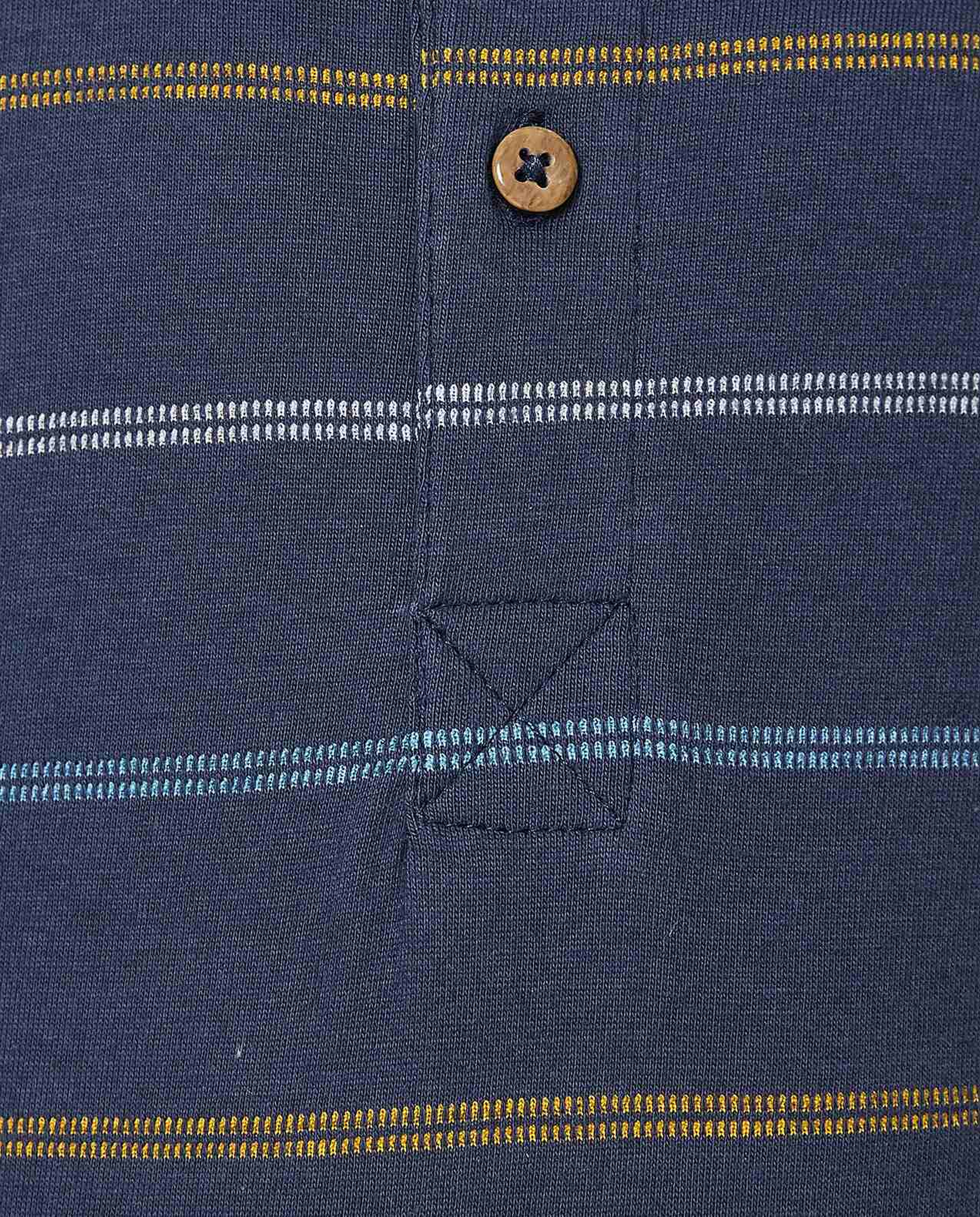 Striped T-Shirt with Henley Neck and Short Sleeves