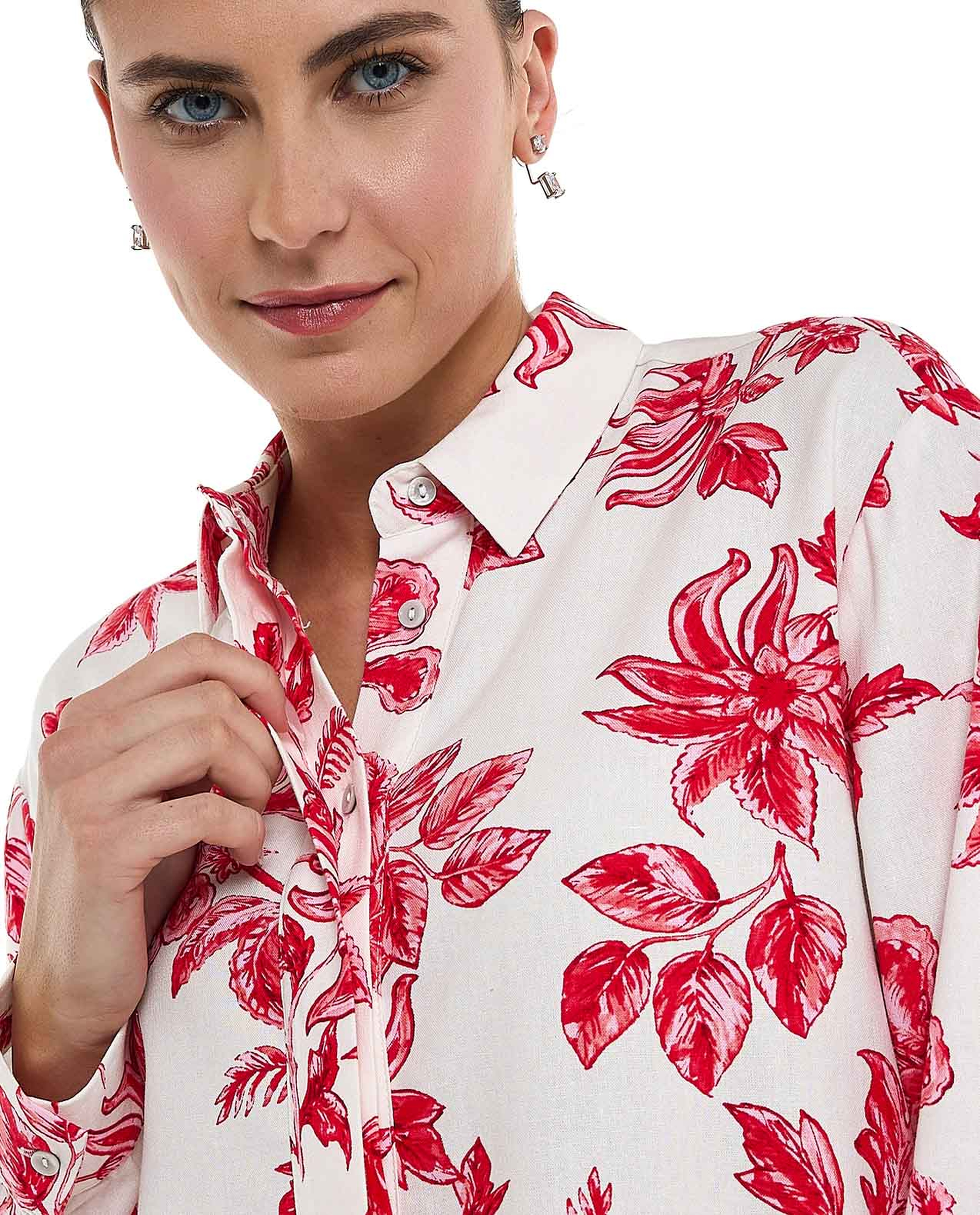 Floral Printed Shirt with Classic Collar and Long Sleeves