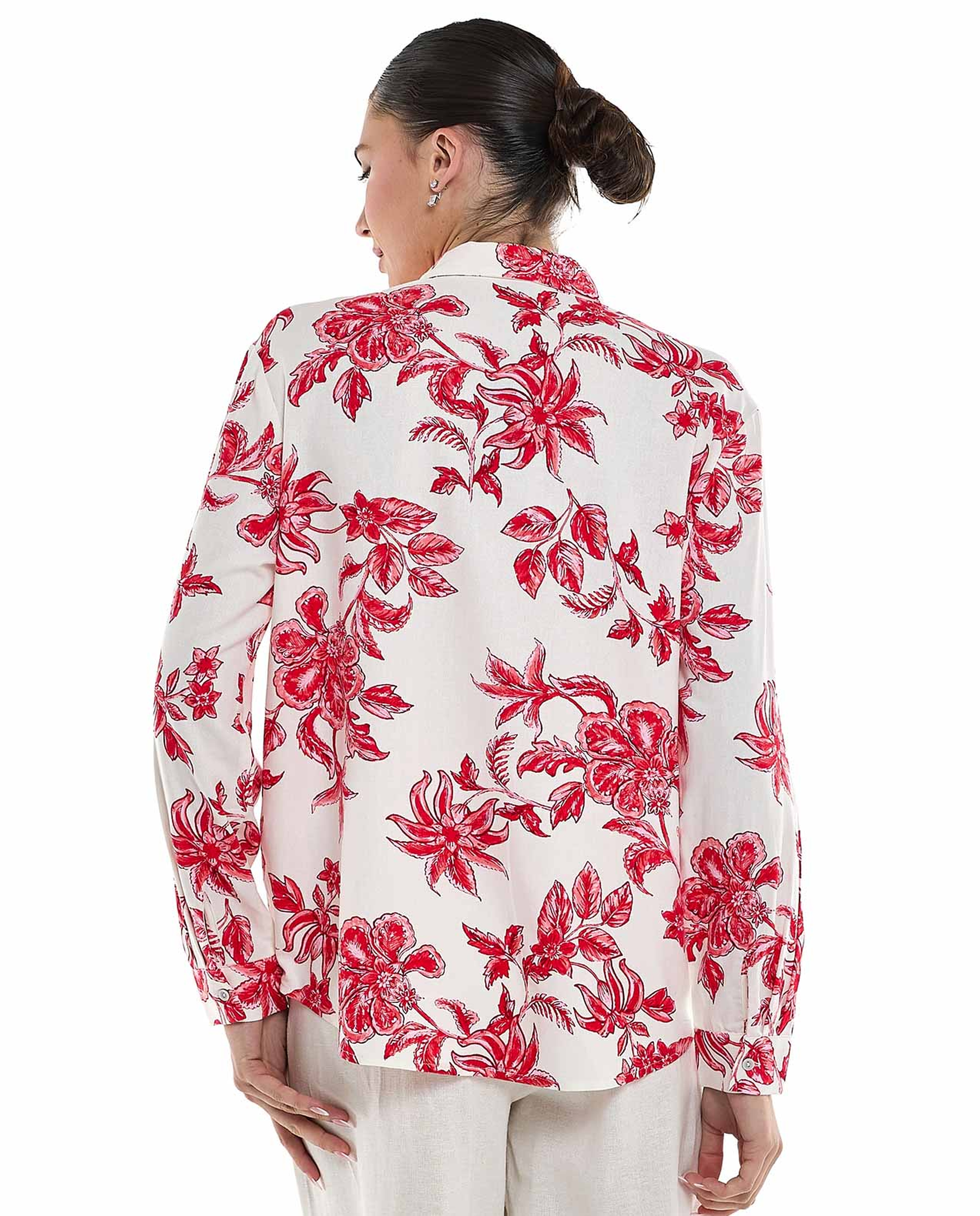 Floral Printed Shirt with Classic Collar and Long Sleeves