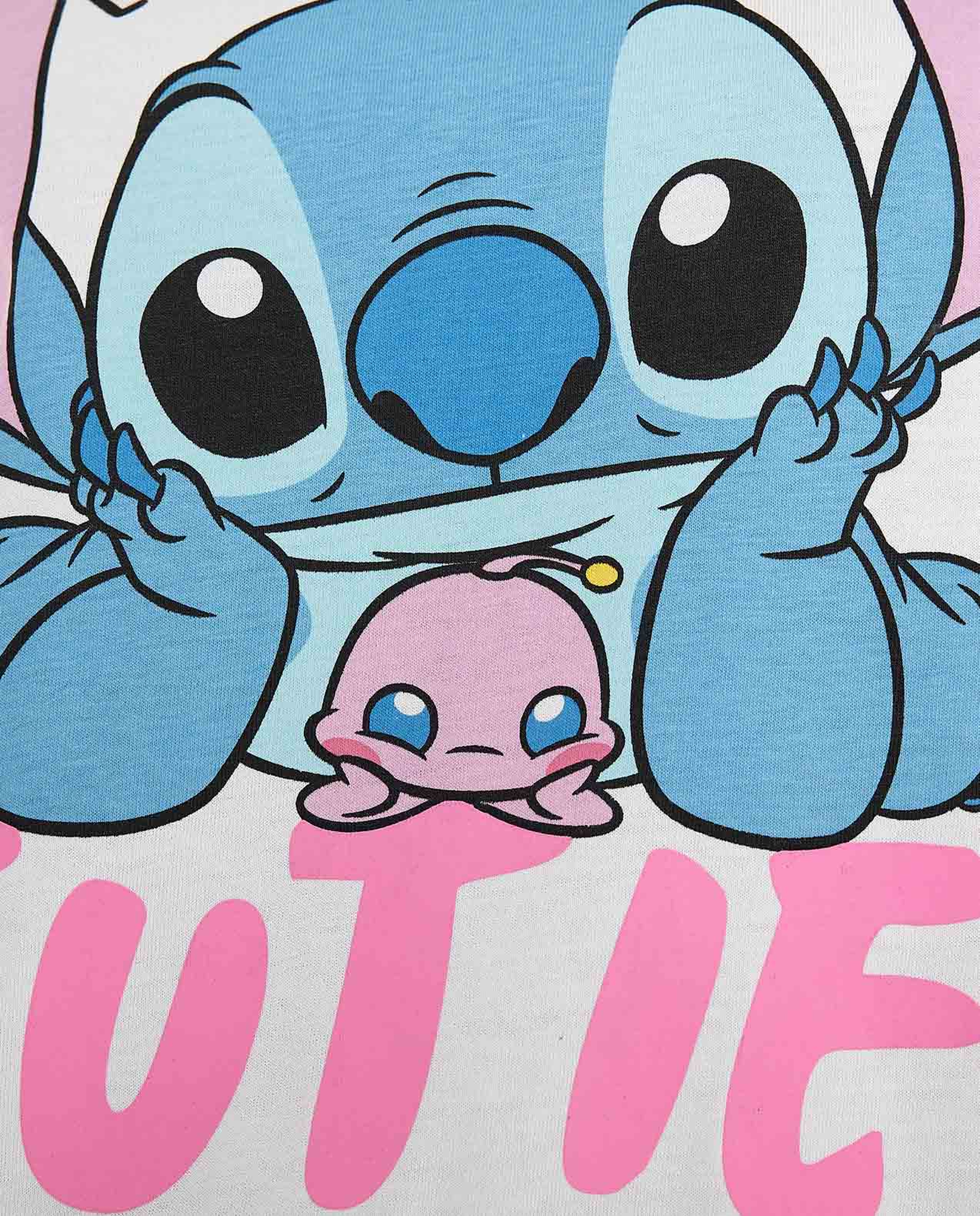 Stitch Printed T-Shirt with Crew Neck and Short Sleeves