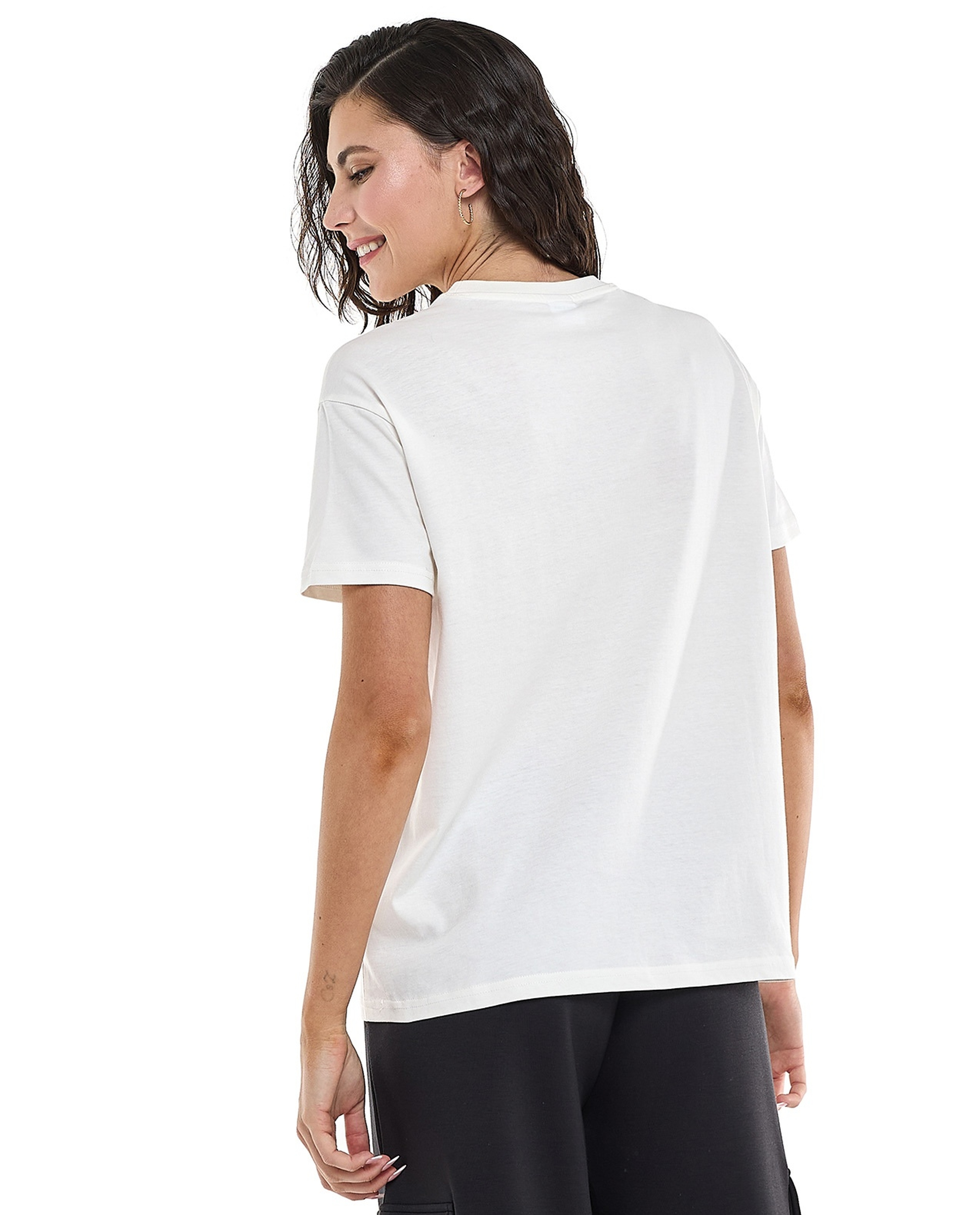 Stitch Printed T-Shirt with Crew Neck and Short Sleeves