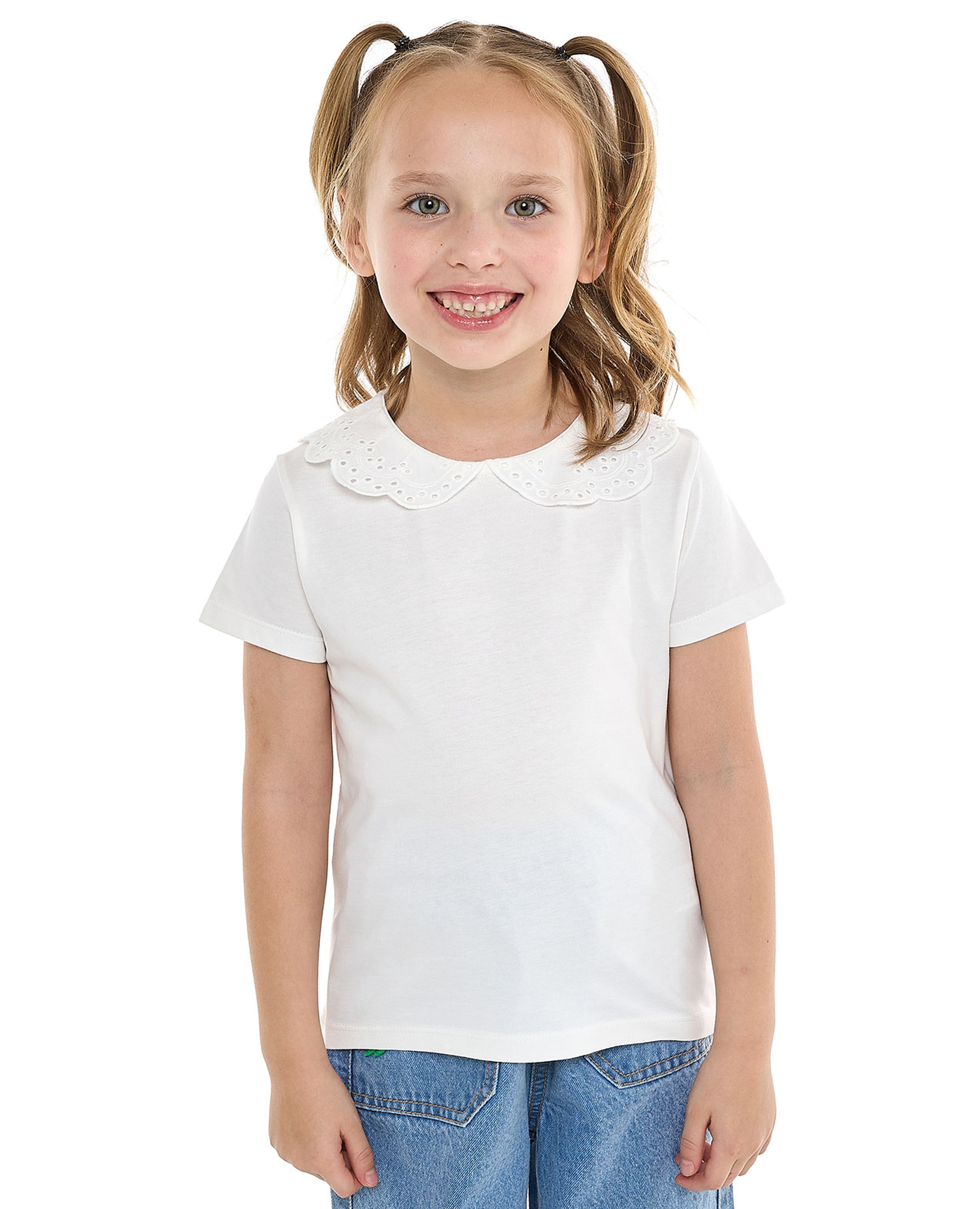 توب سادة بياقة بيبي وأكمام قصيرة