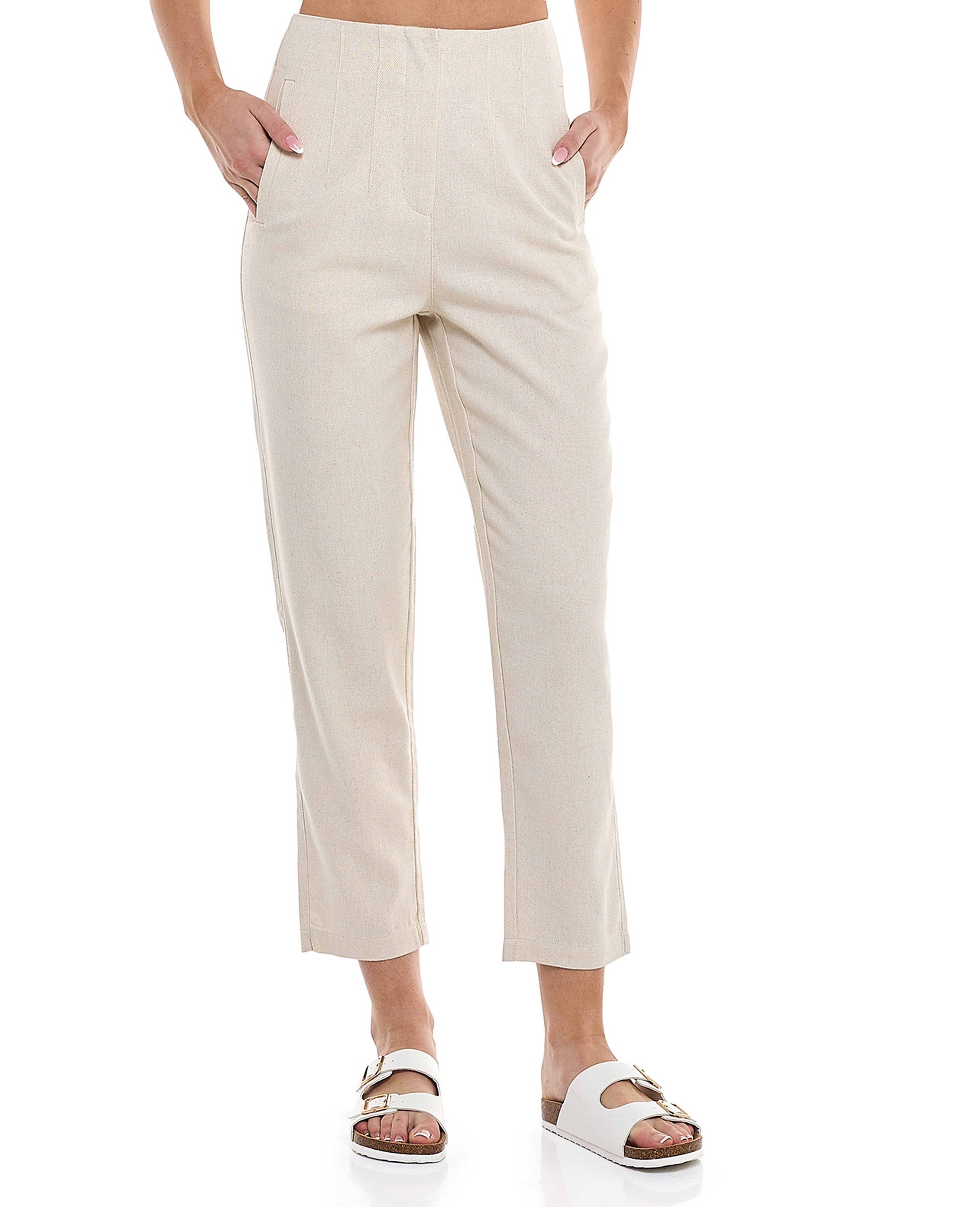 Solid Carrot Fit Trousers with Button Closure