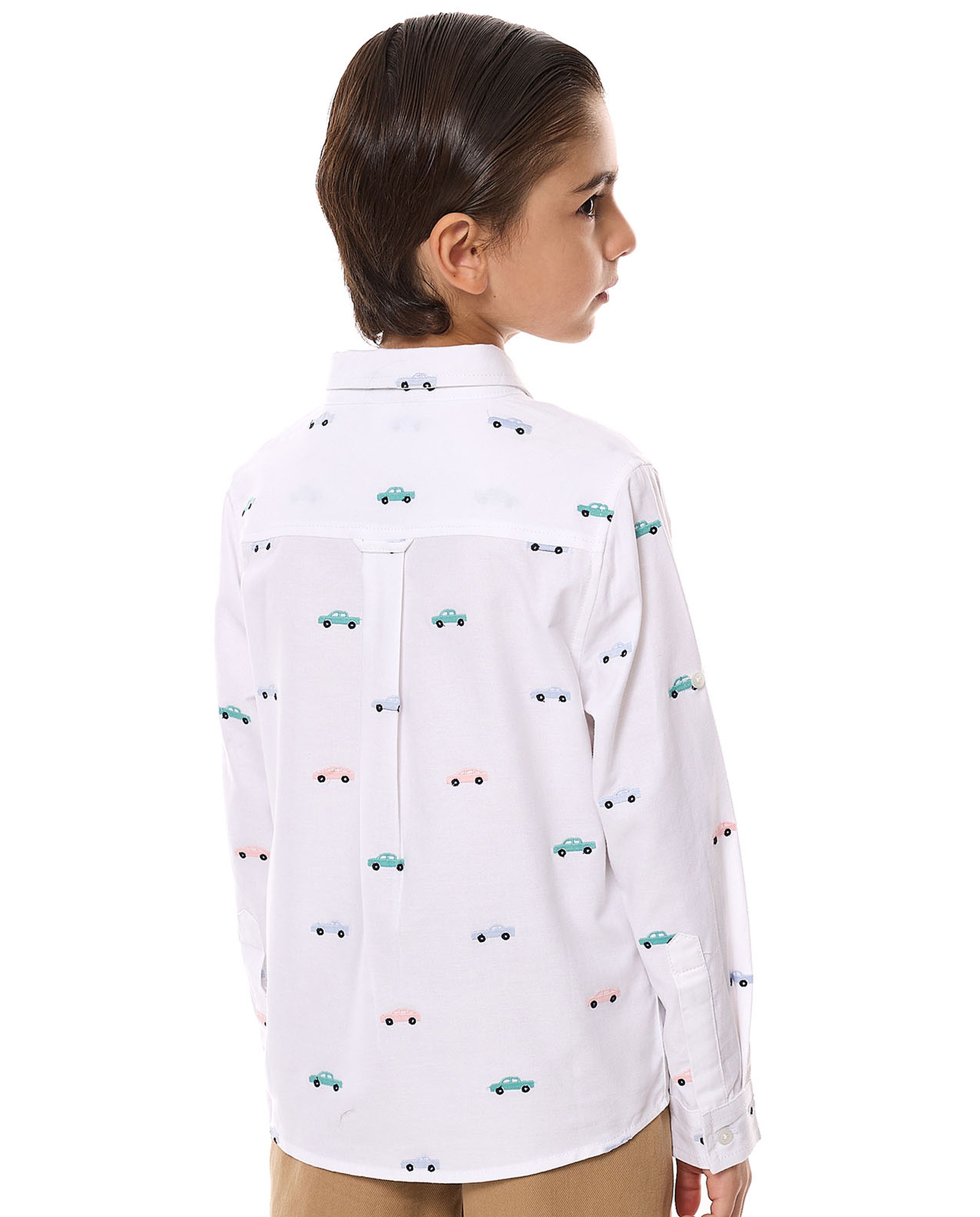Embroidered Shirt with Classic Collar and Long Sleeves