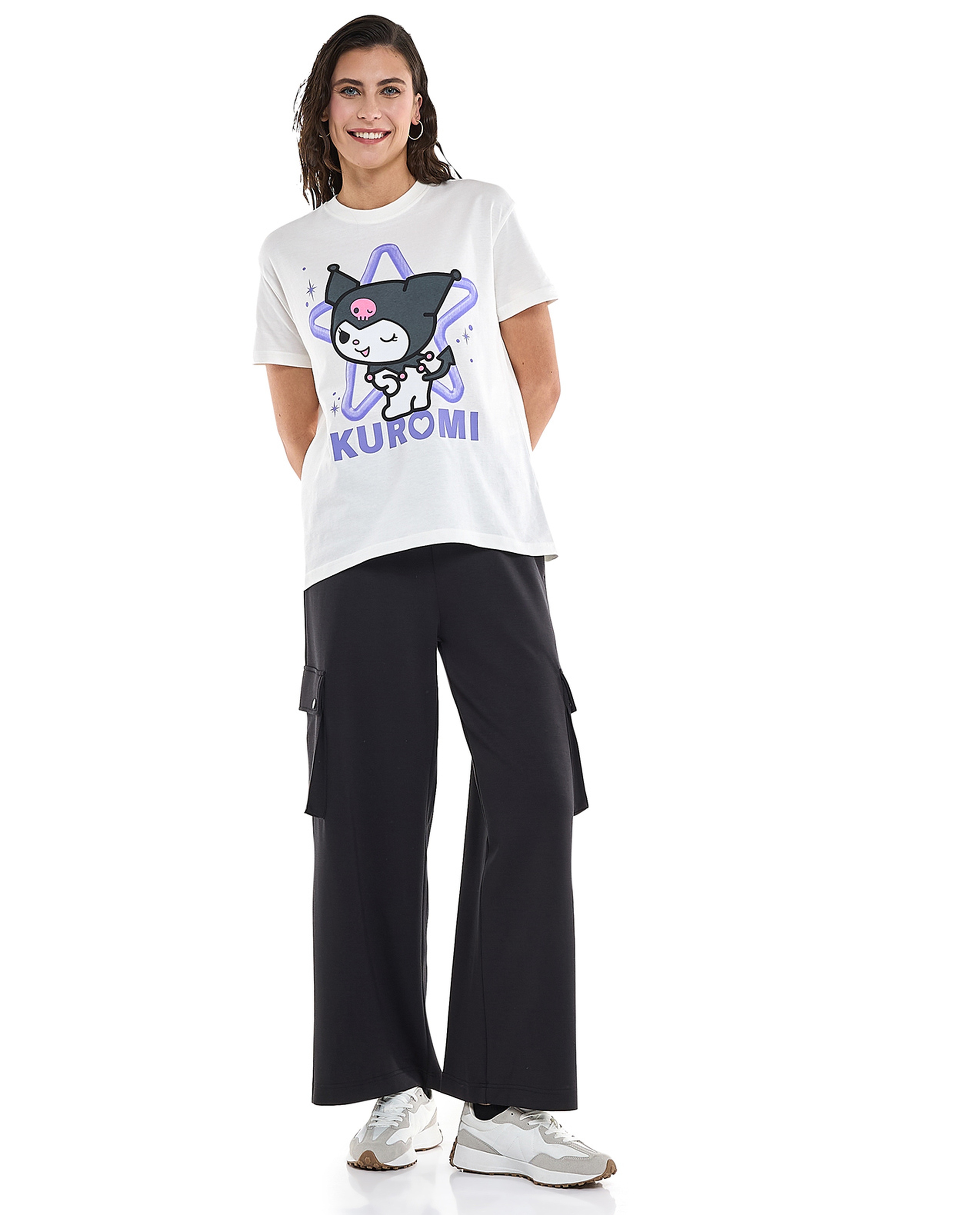 Kuromi Printed T-Shirt with Crew Neck and Short Sleeves
