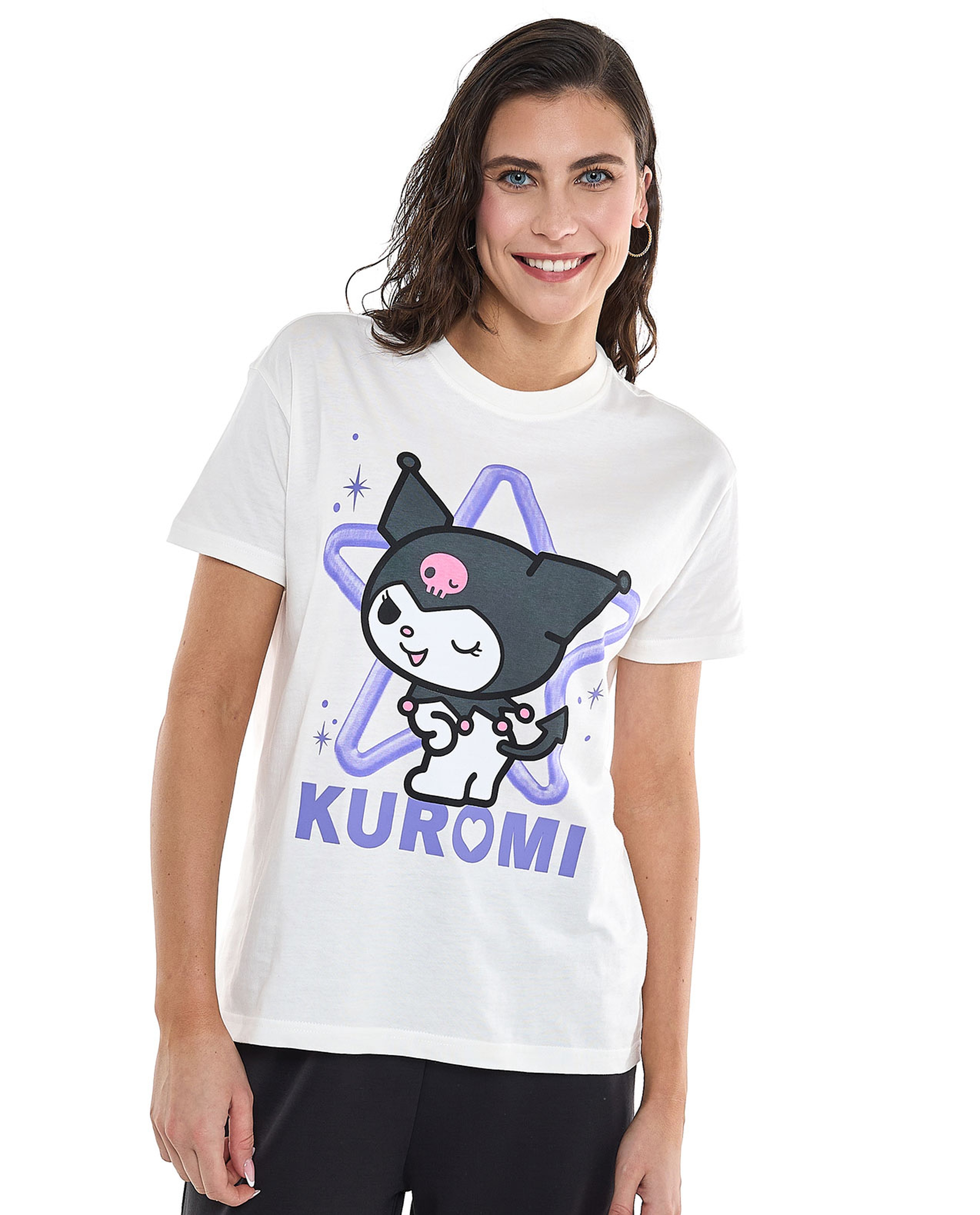Kuromi Printed T-Shirt with Crew Neck and Short Sleeves