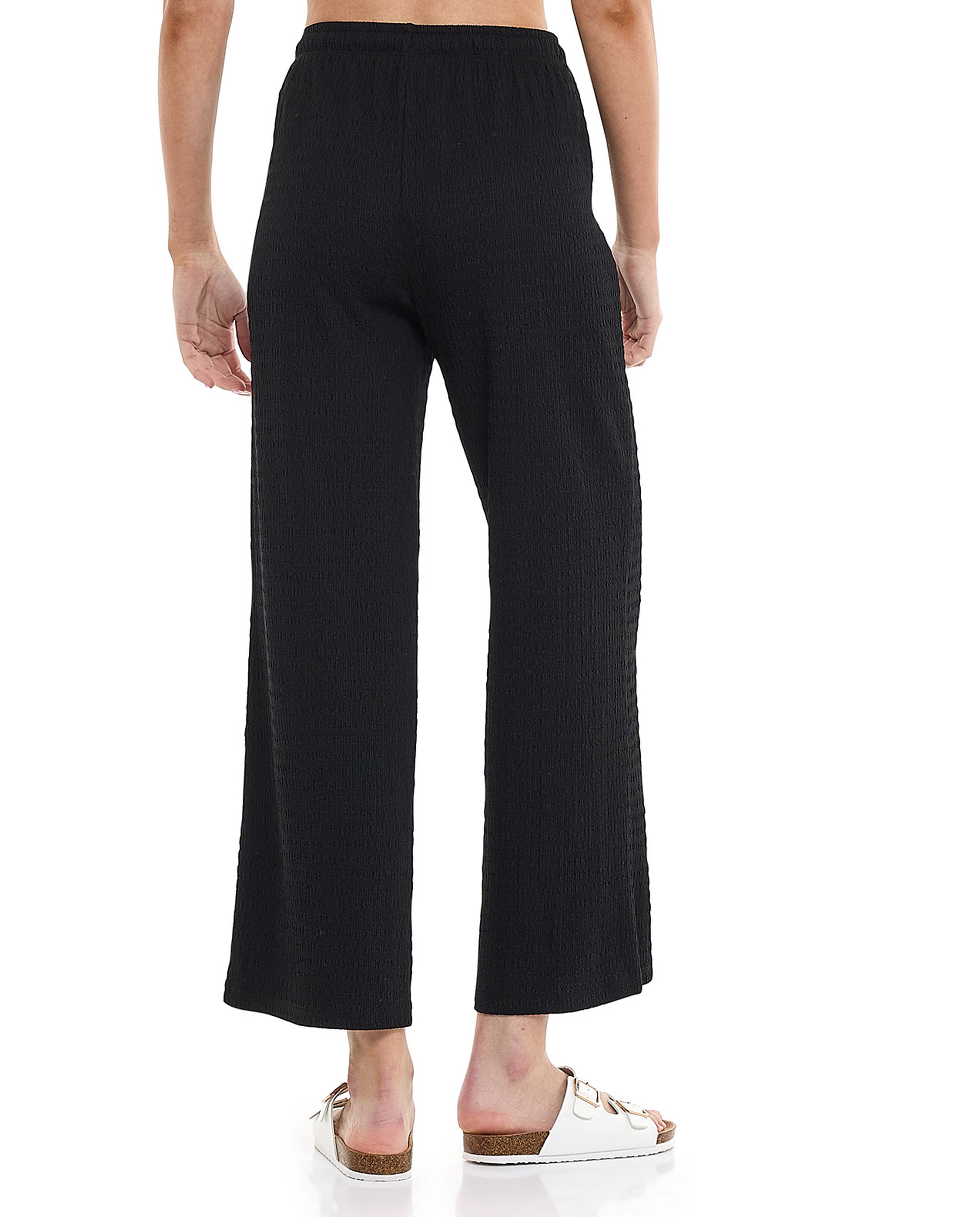 Textured Pants with Drawstring Waist