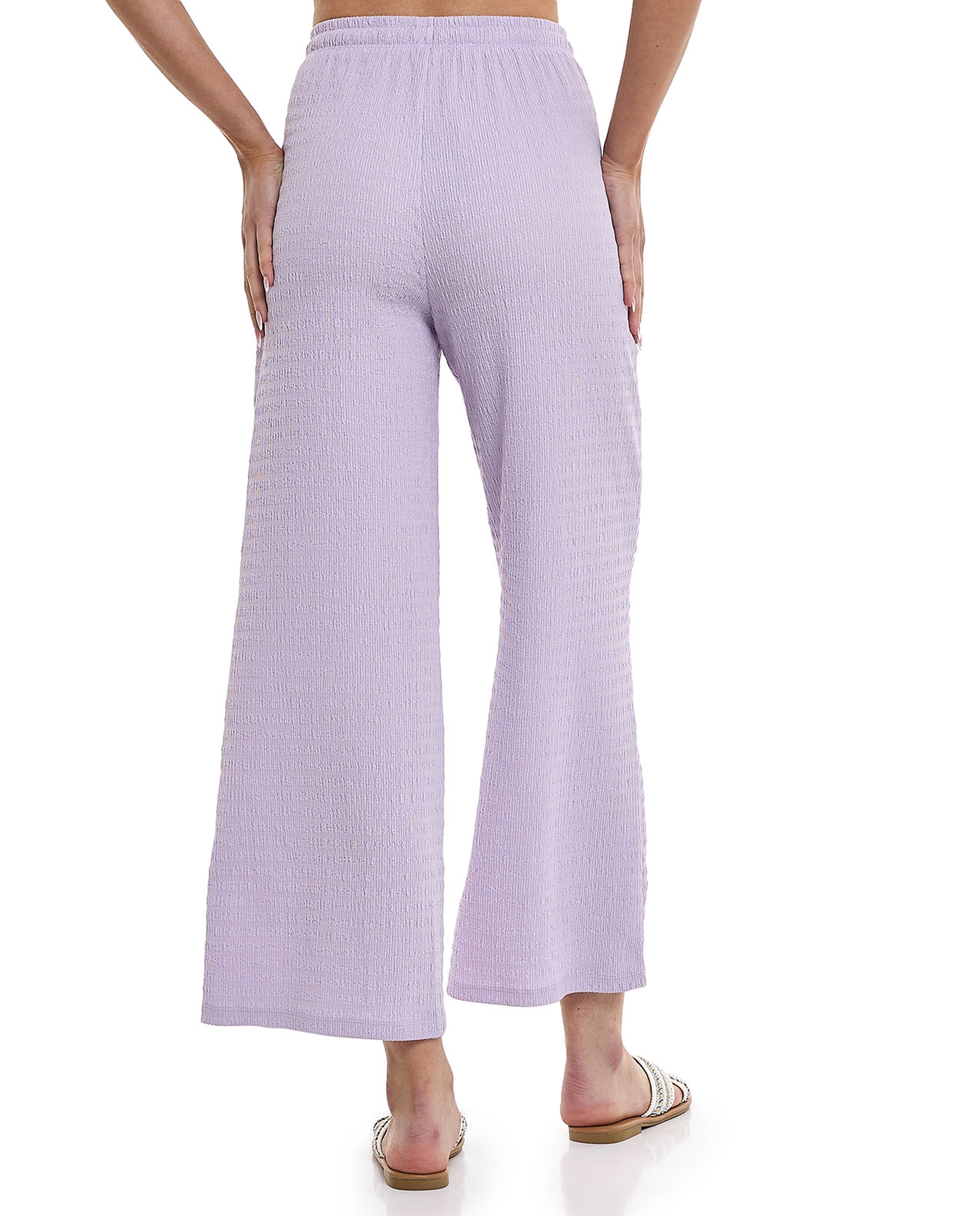 Textured Pants with Drawstring Waist