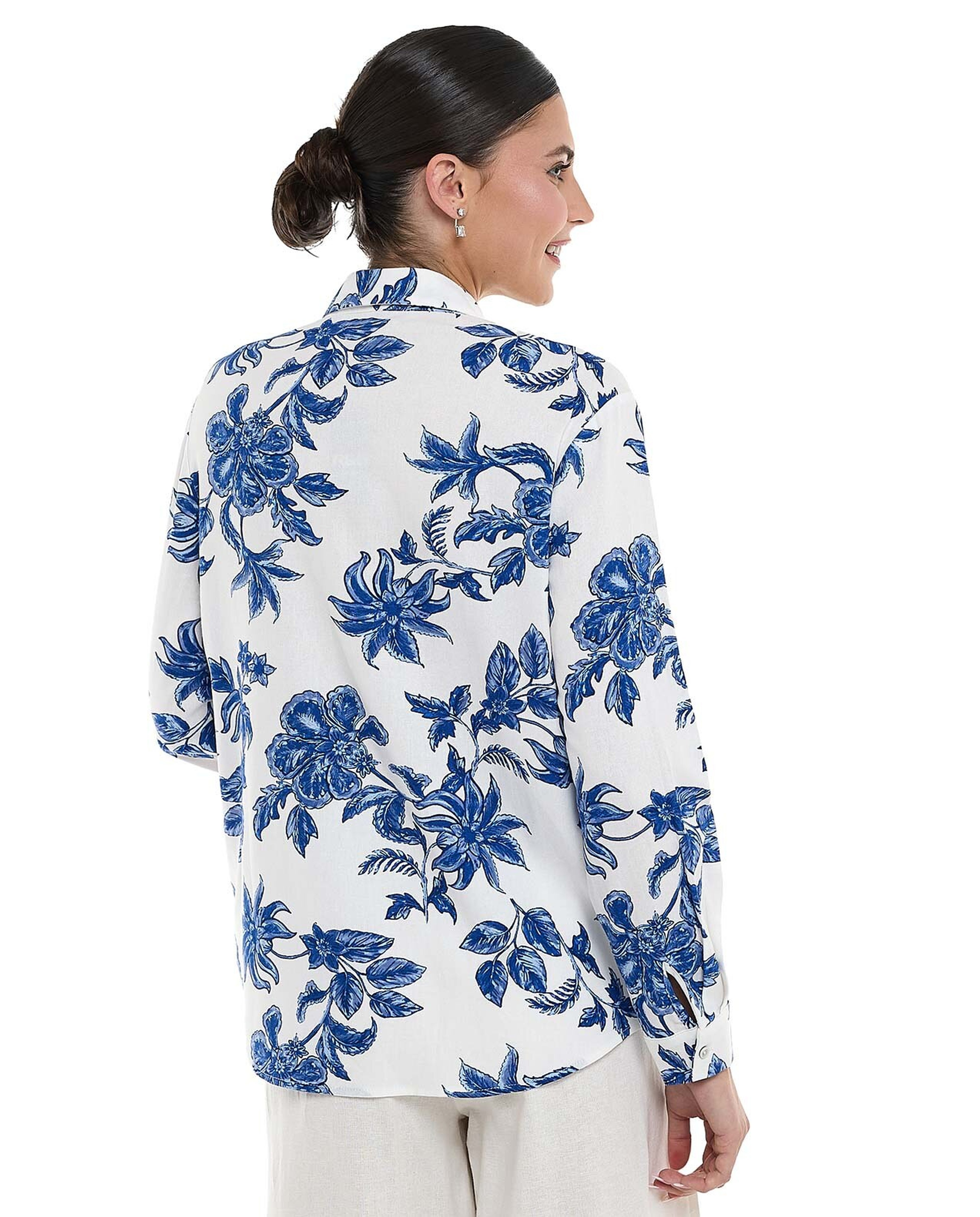 Floral Printed Shirt with Classic Collar and Long Sleeves