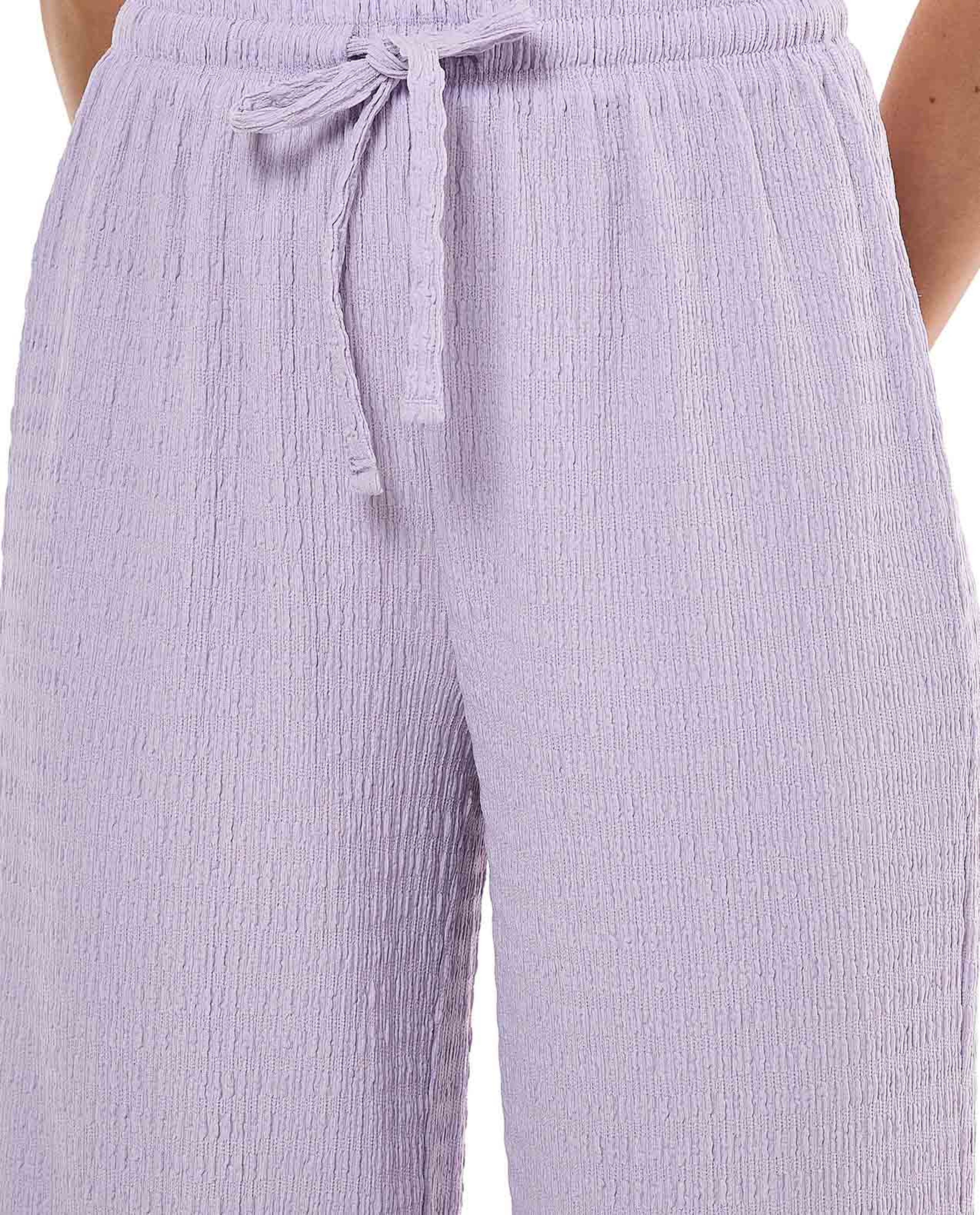 Textured Pants with Drawstring Waist