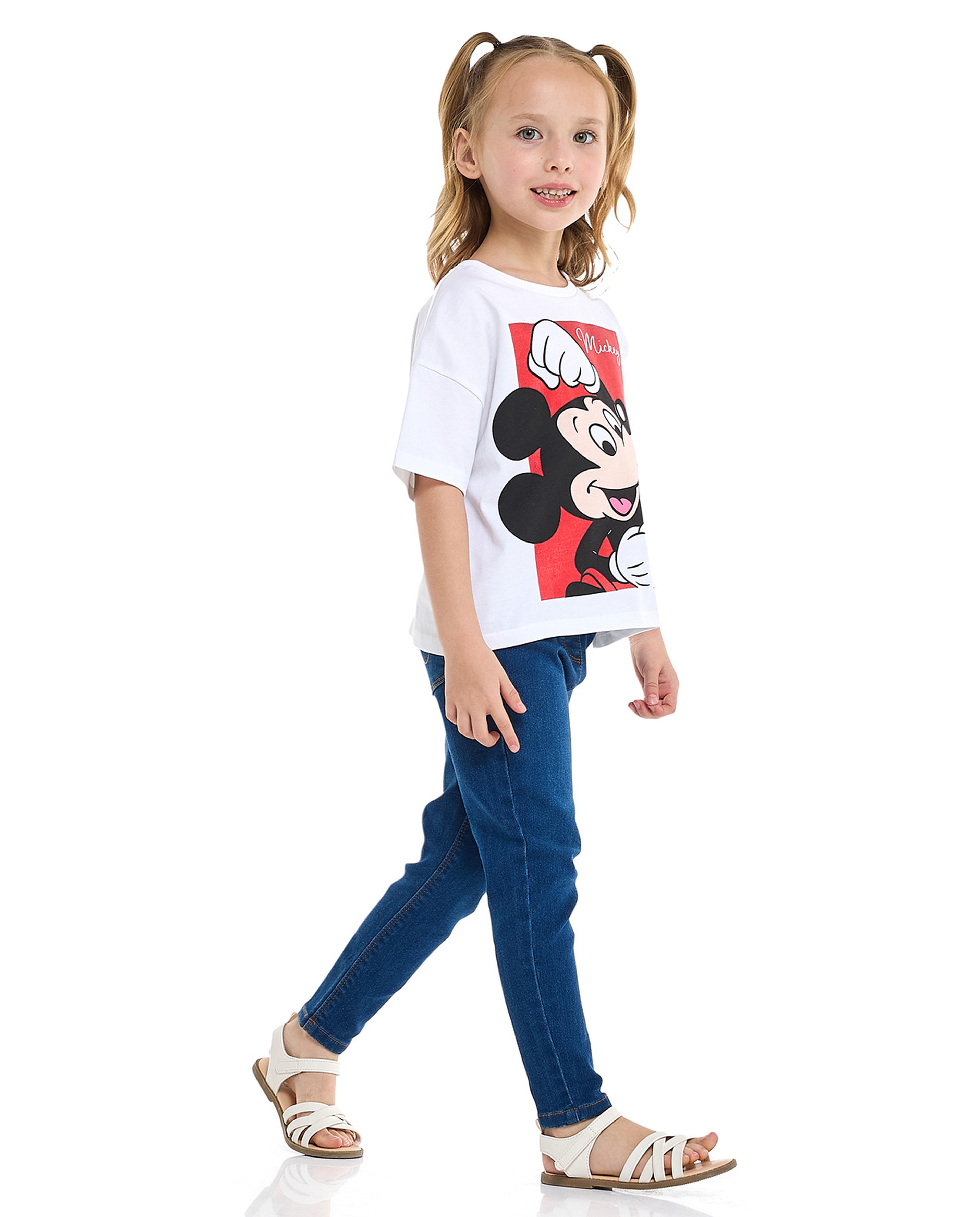 Washed Skinny Fit Jeggings with Elastic Waist