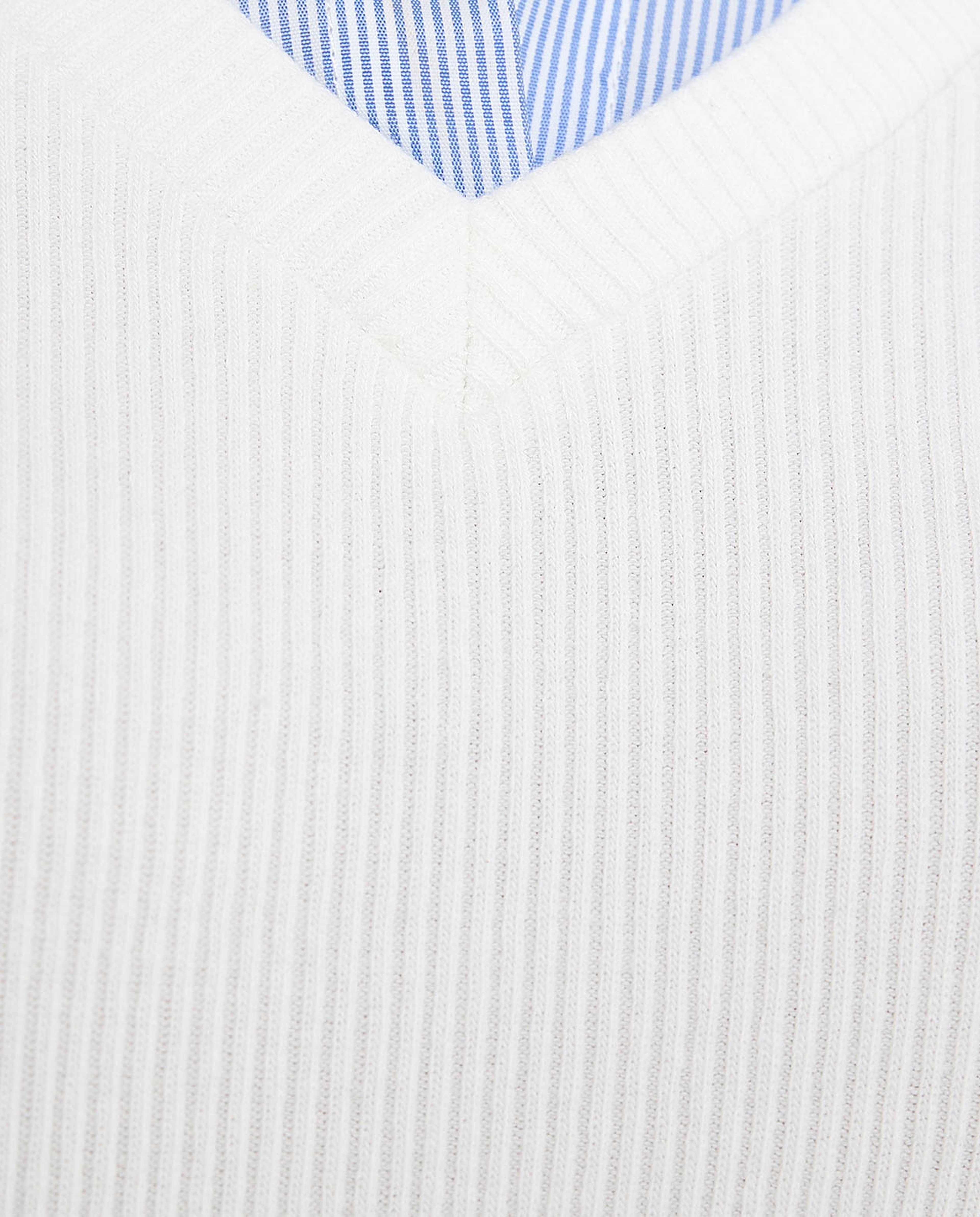 Ribbed Shirt Style Top with Classic Collar and Short Sleeves