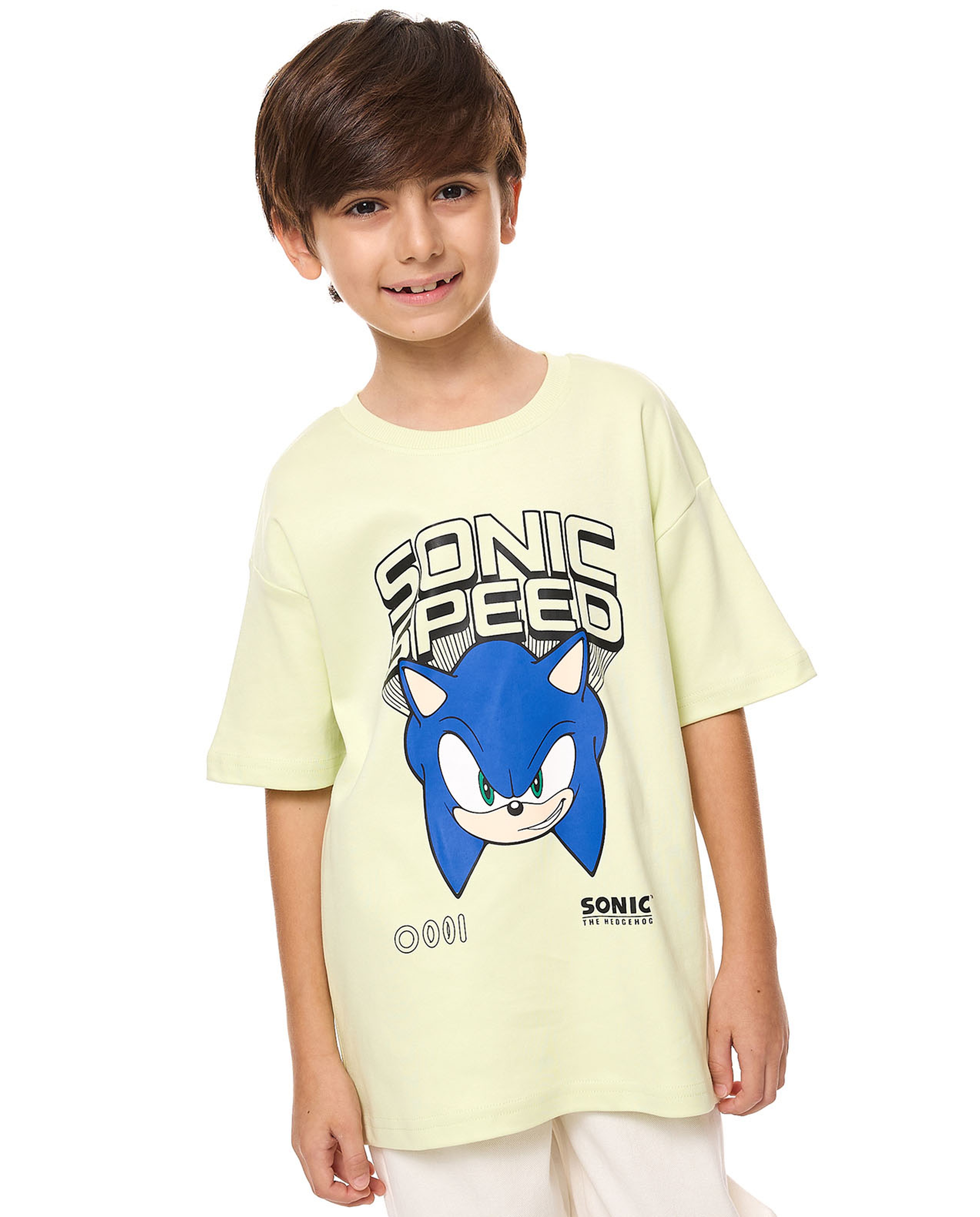 Sonic Printed T-Shirt with Crew Neck and Short Sleeves