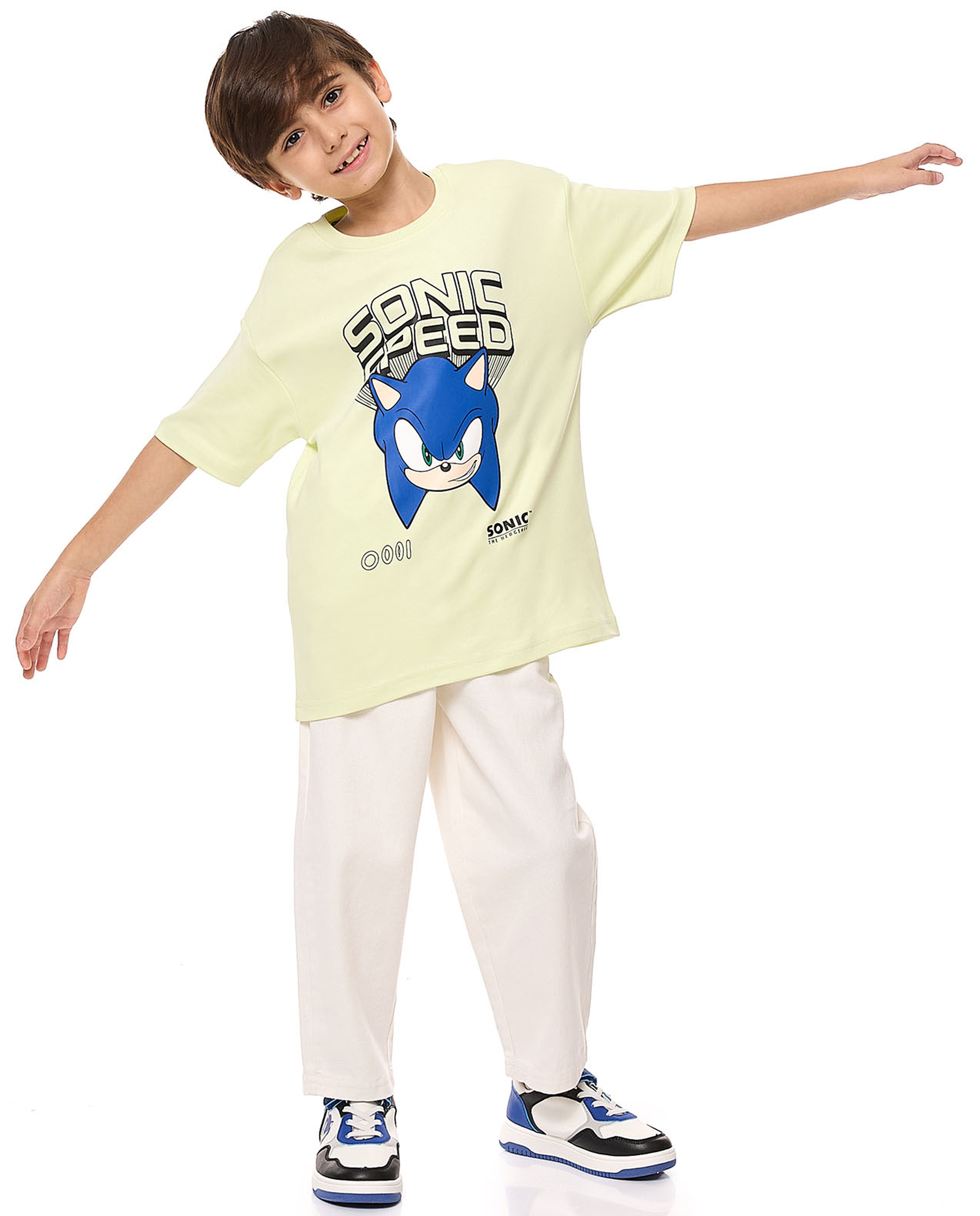 Sonic Printed T-Shirt with Crew Neck and Short Sleeves