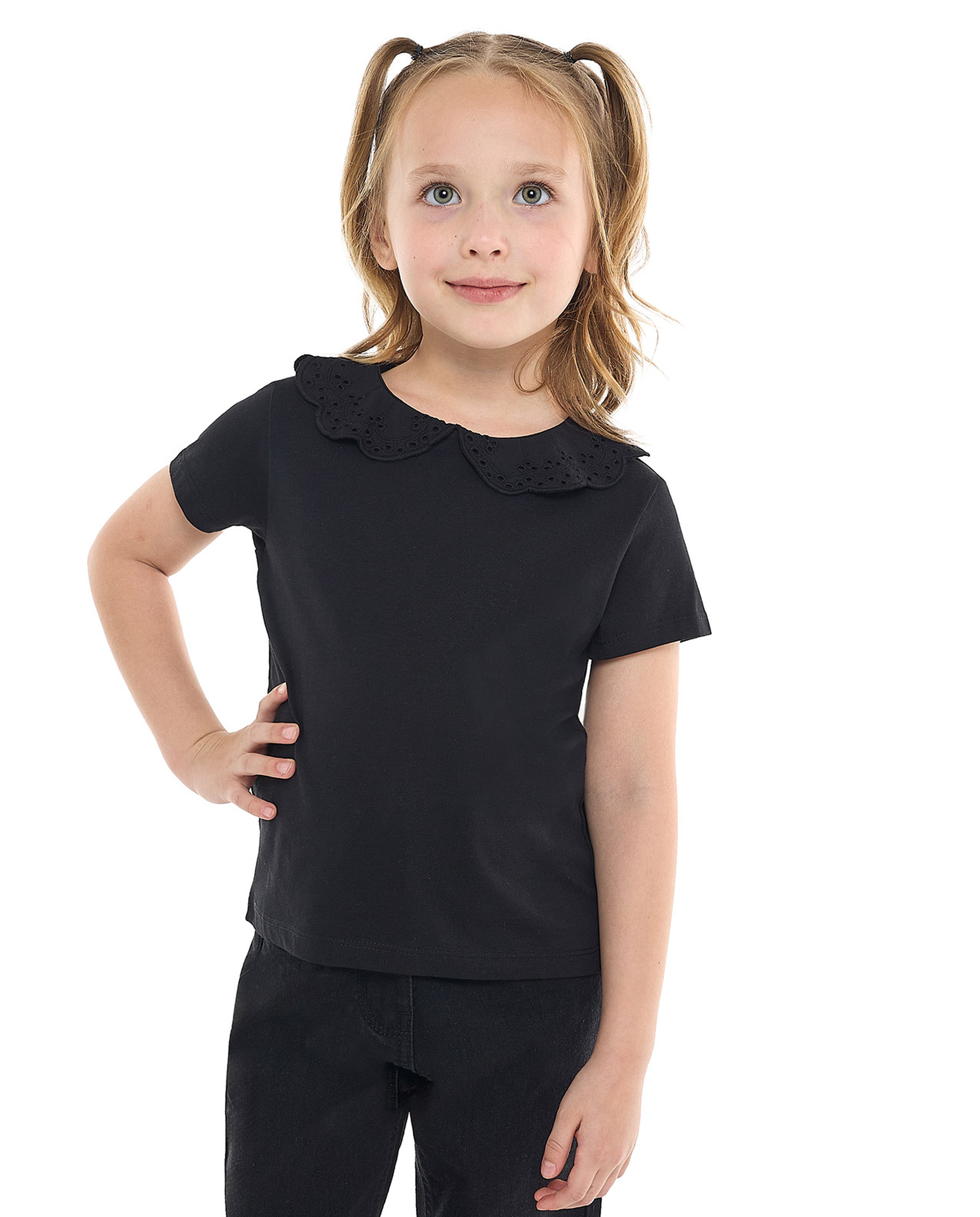 Solid Top with Baby Collar and Short Sleeves