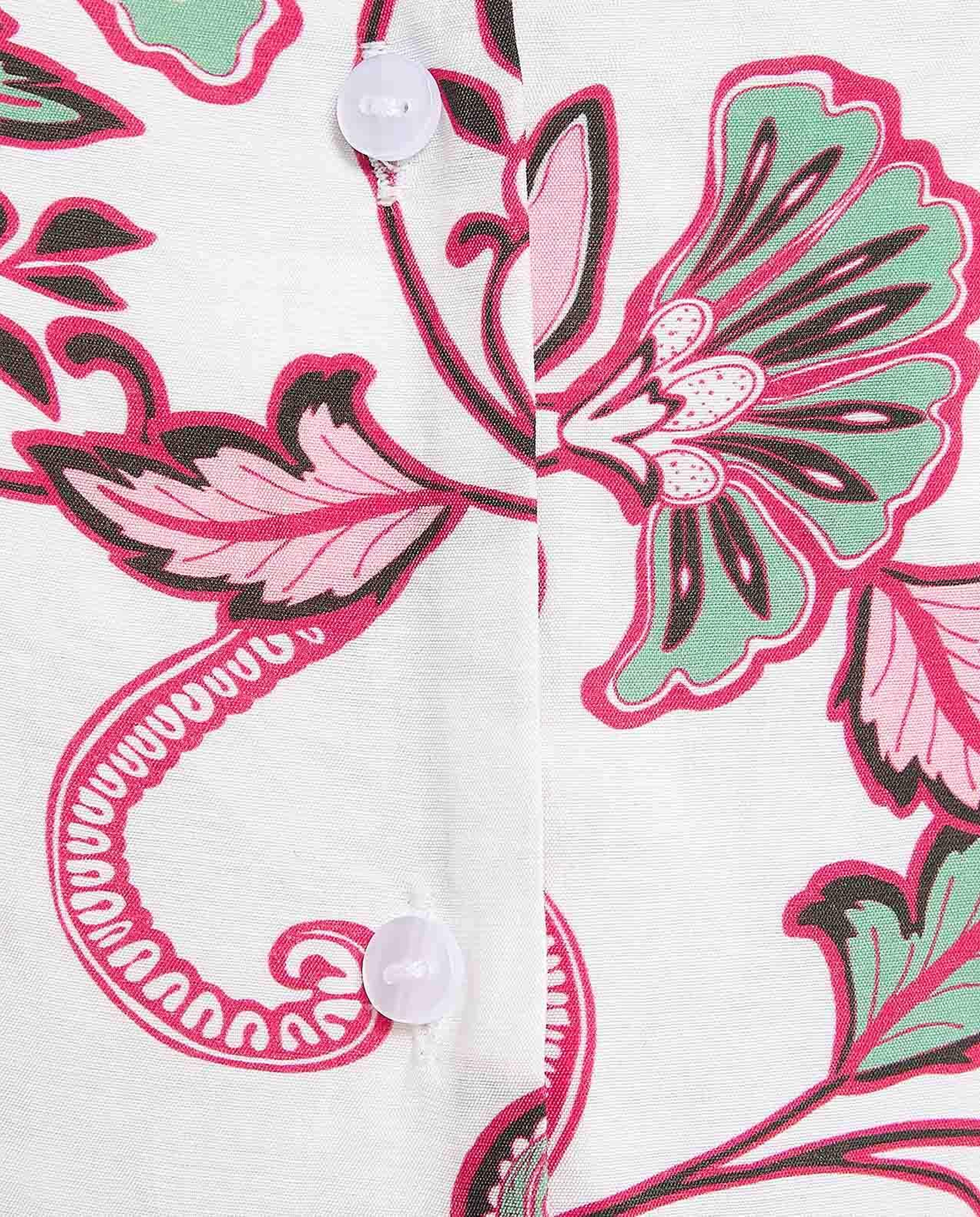 Floral Printed Shirt with Revere Collar and 3/4 Sleeves