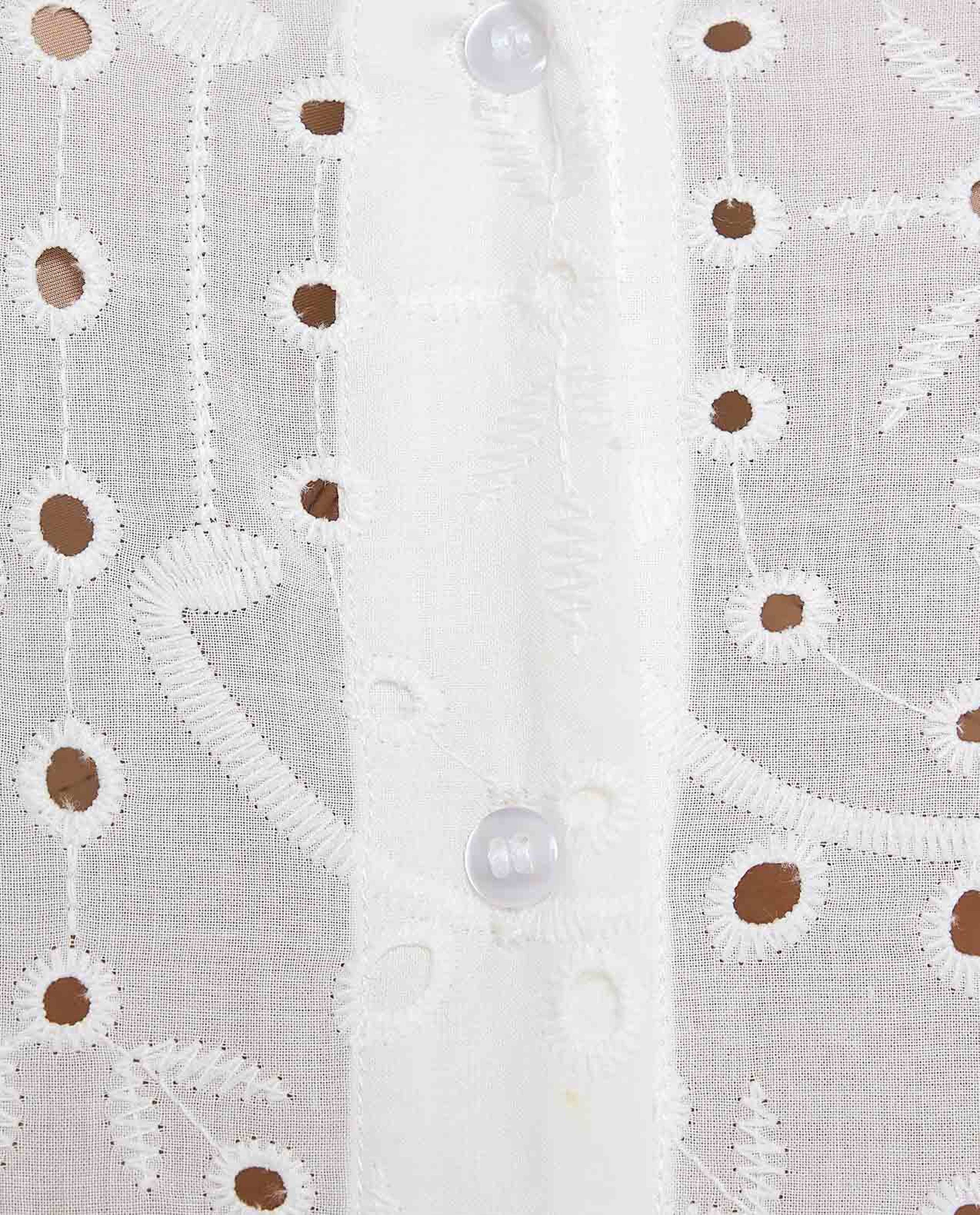 Schiffli Shirt with Classic Collar and Long Sleeves