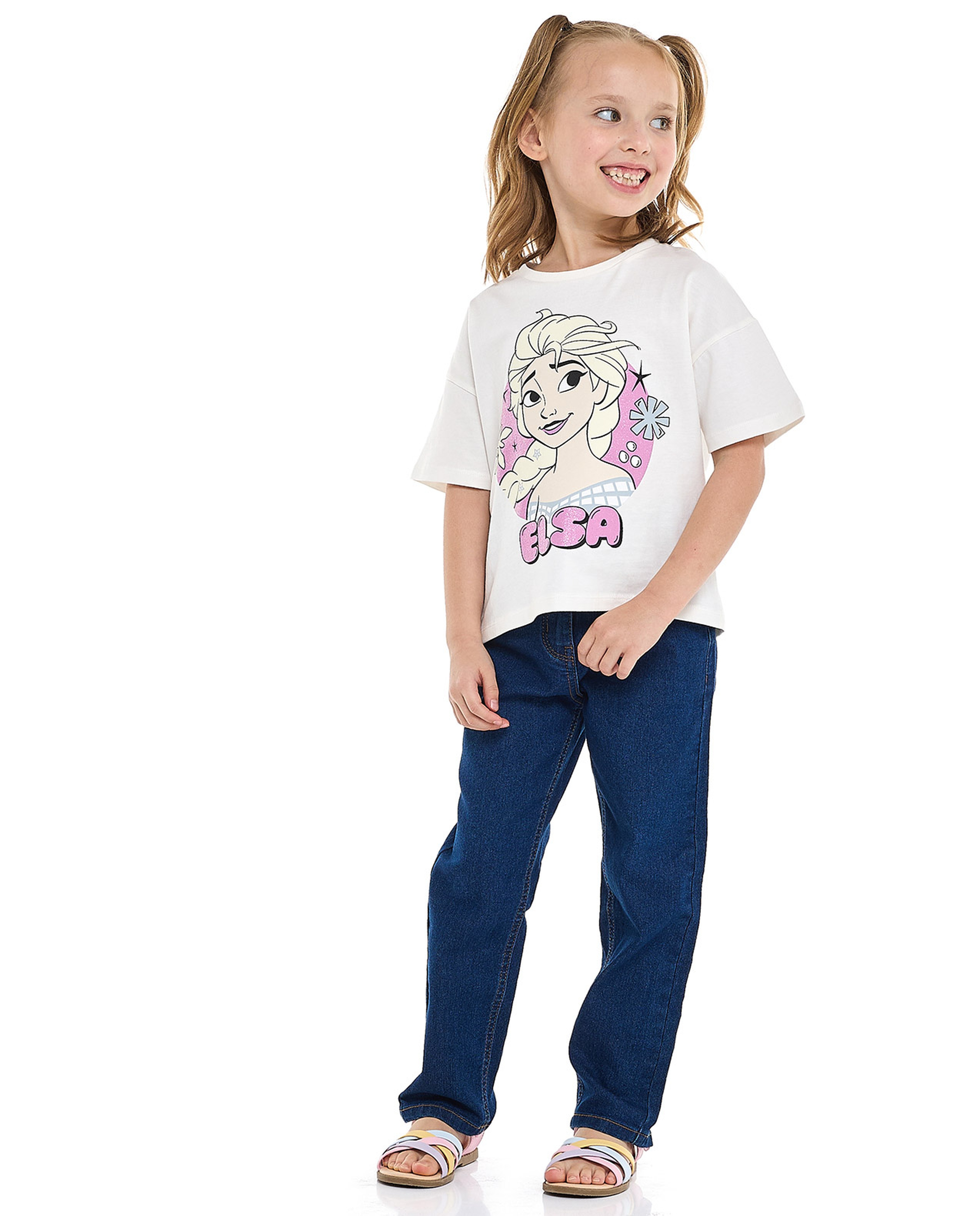 Elsa Printed T-Shirt with Crew Neck and Short Sleeves