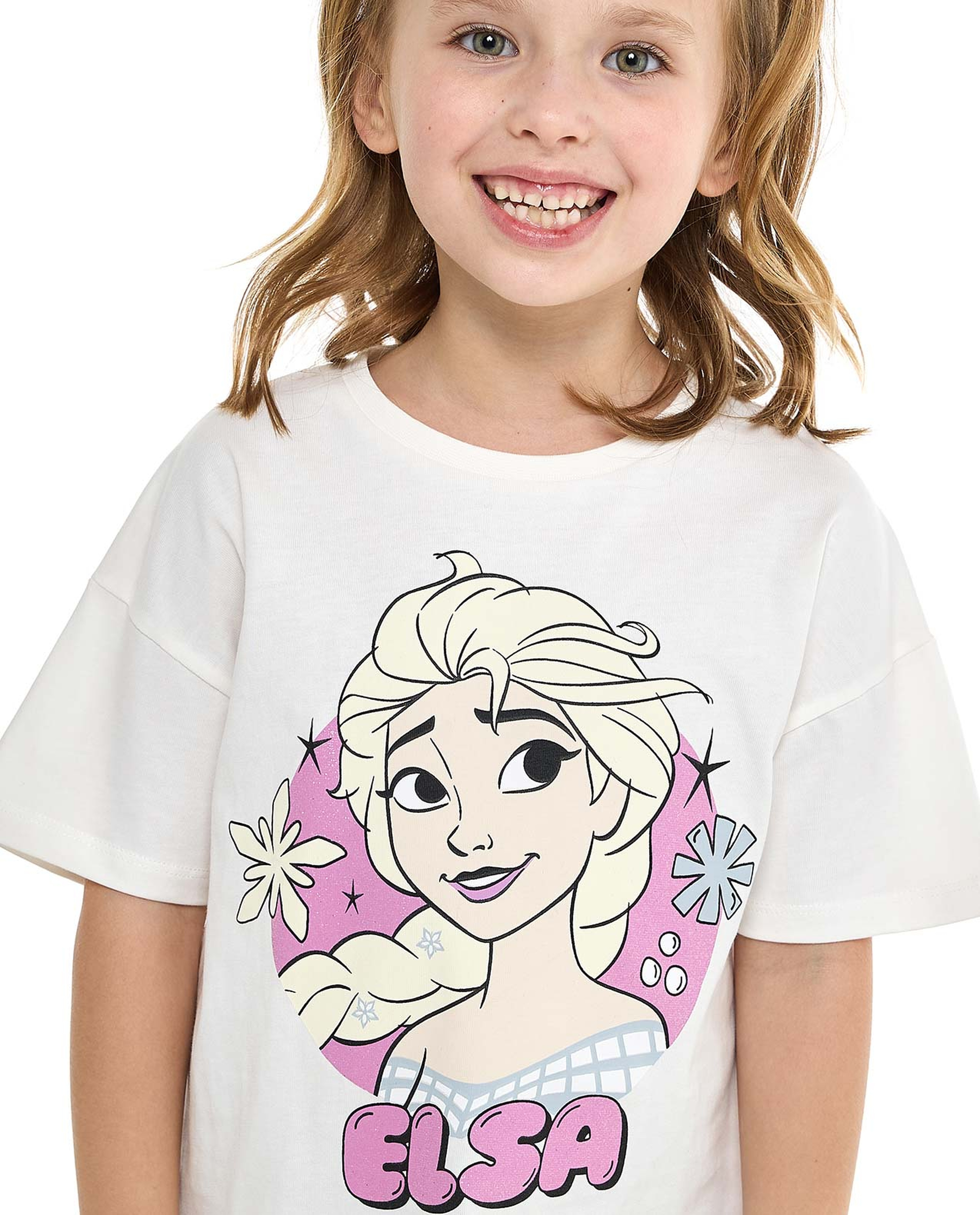Elsa Printed T-Shirt with Crew Neck and Short Sleeves