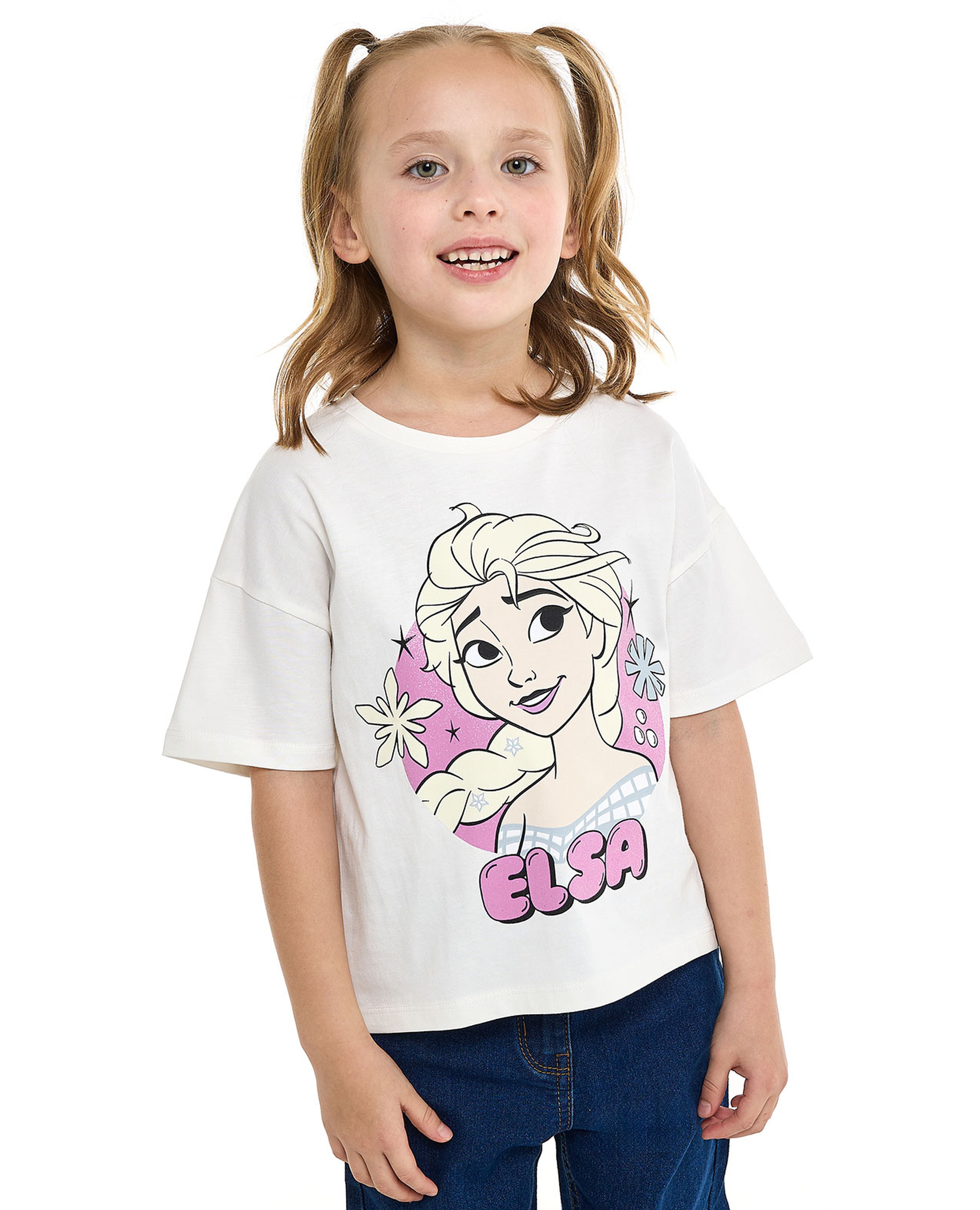 Elsa Printed T-Shirt with Crew Neck and Short Sleeves