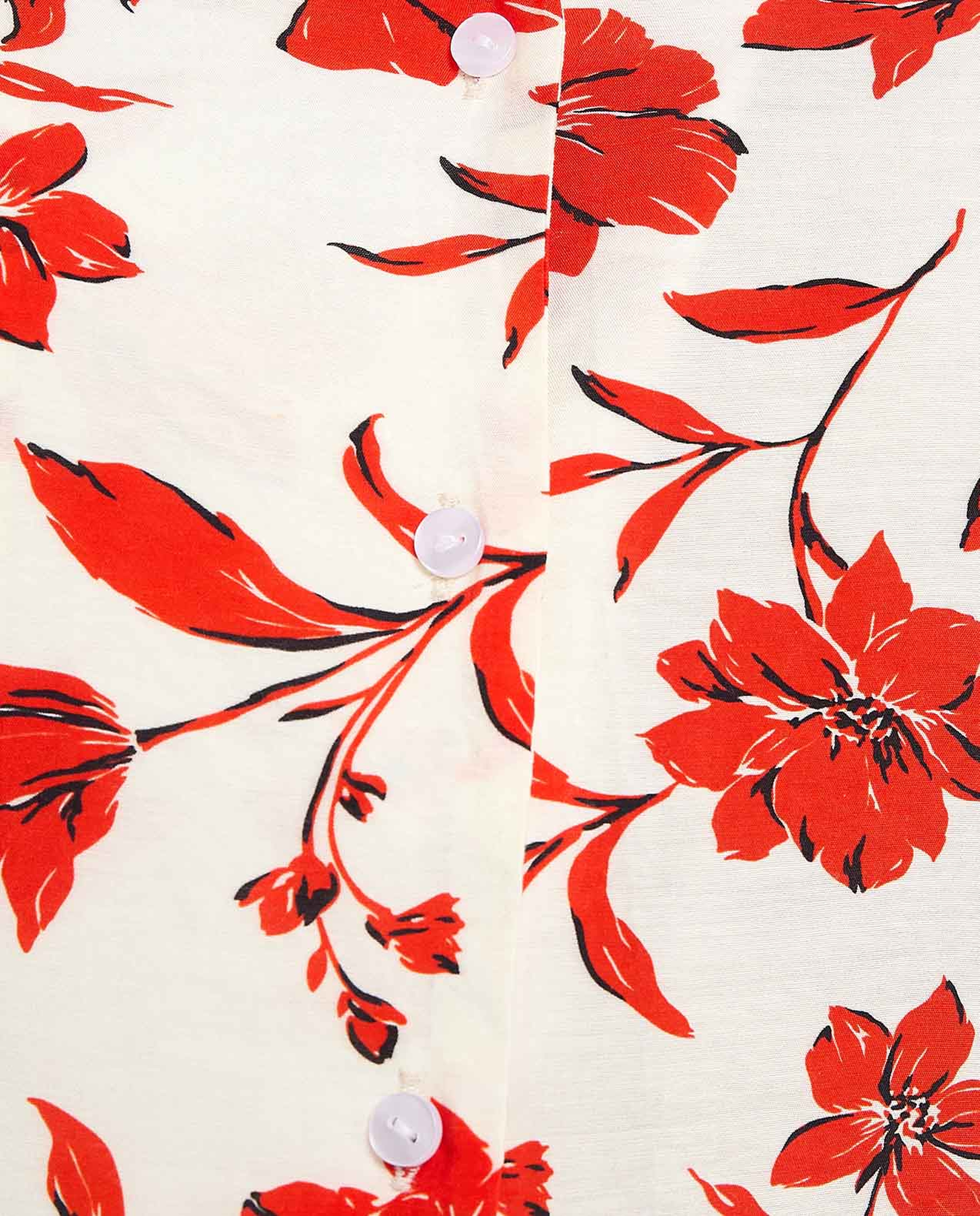 Floral Printed Shirt with Revere Collar and 3/4 Sleeves