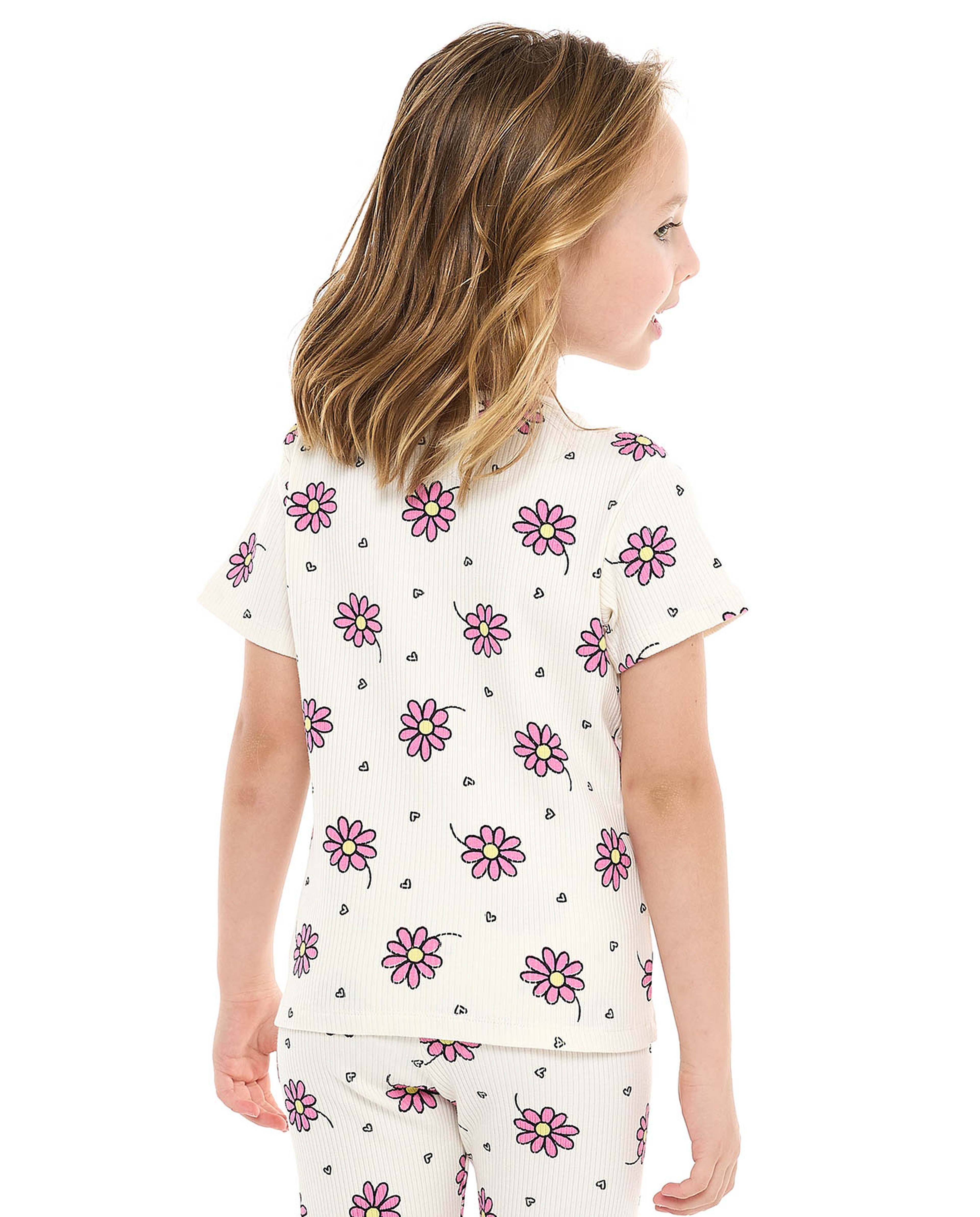 Printed Top with Crew Neck and Short Sleeves