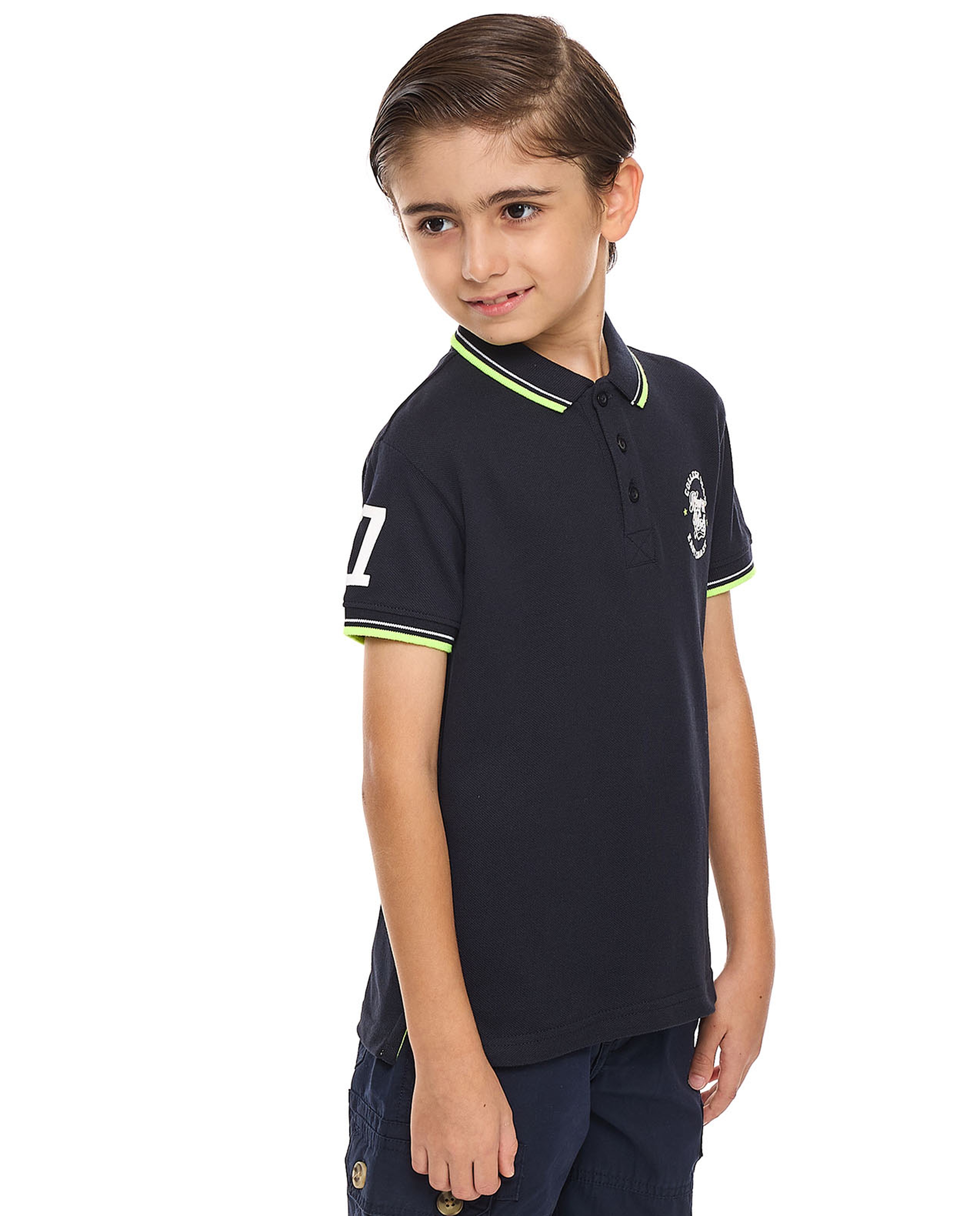 Printed Polo T-Shirt with Short Sleeves