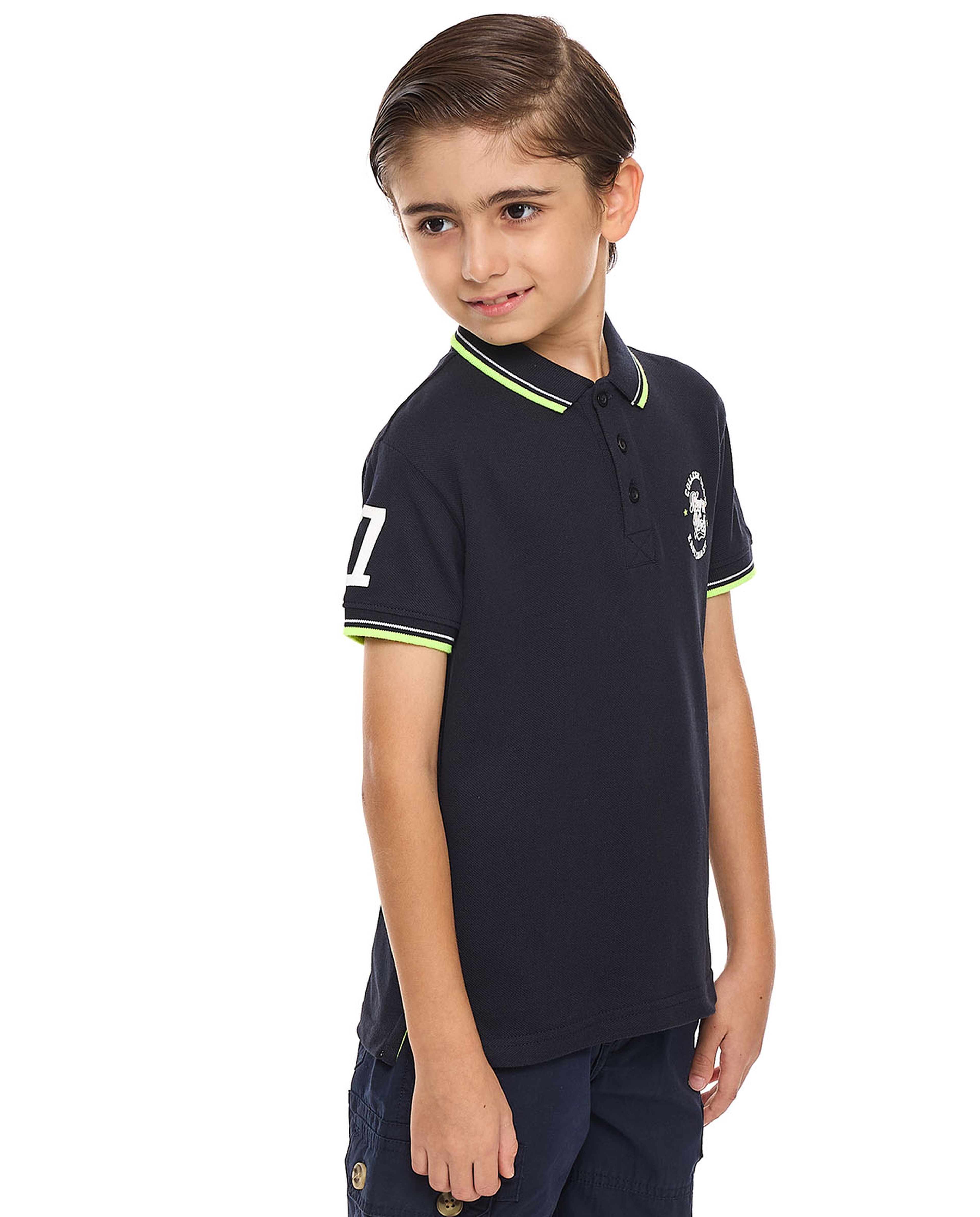 Printed Polo T-Shirt with Short Sleeves