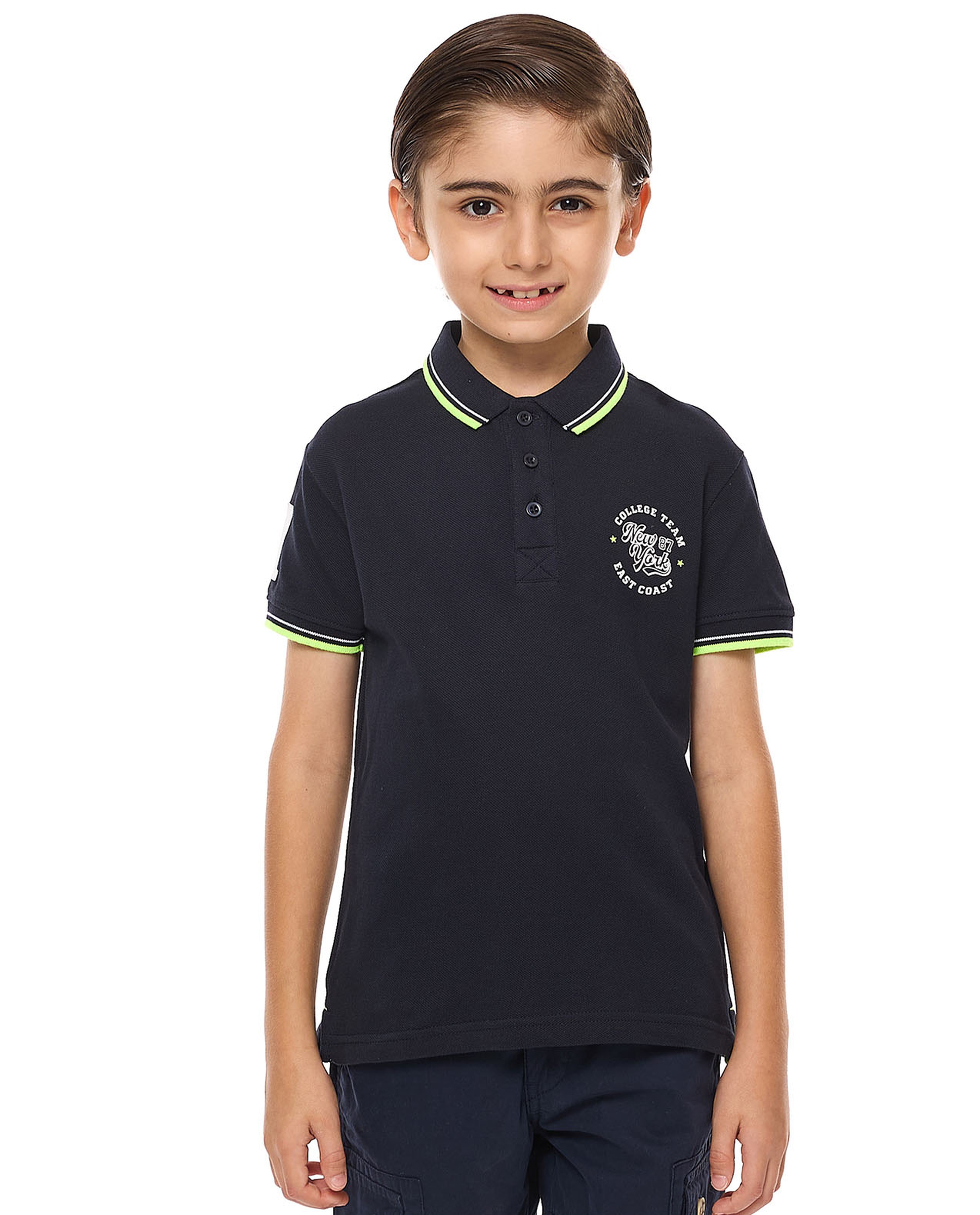 Printed Polo T-Shirt with Short Sleeves