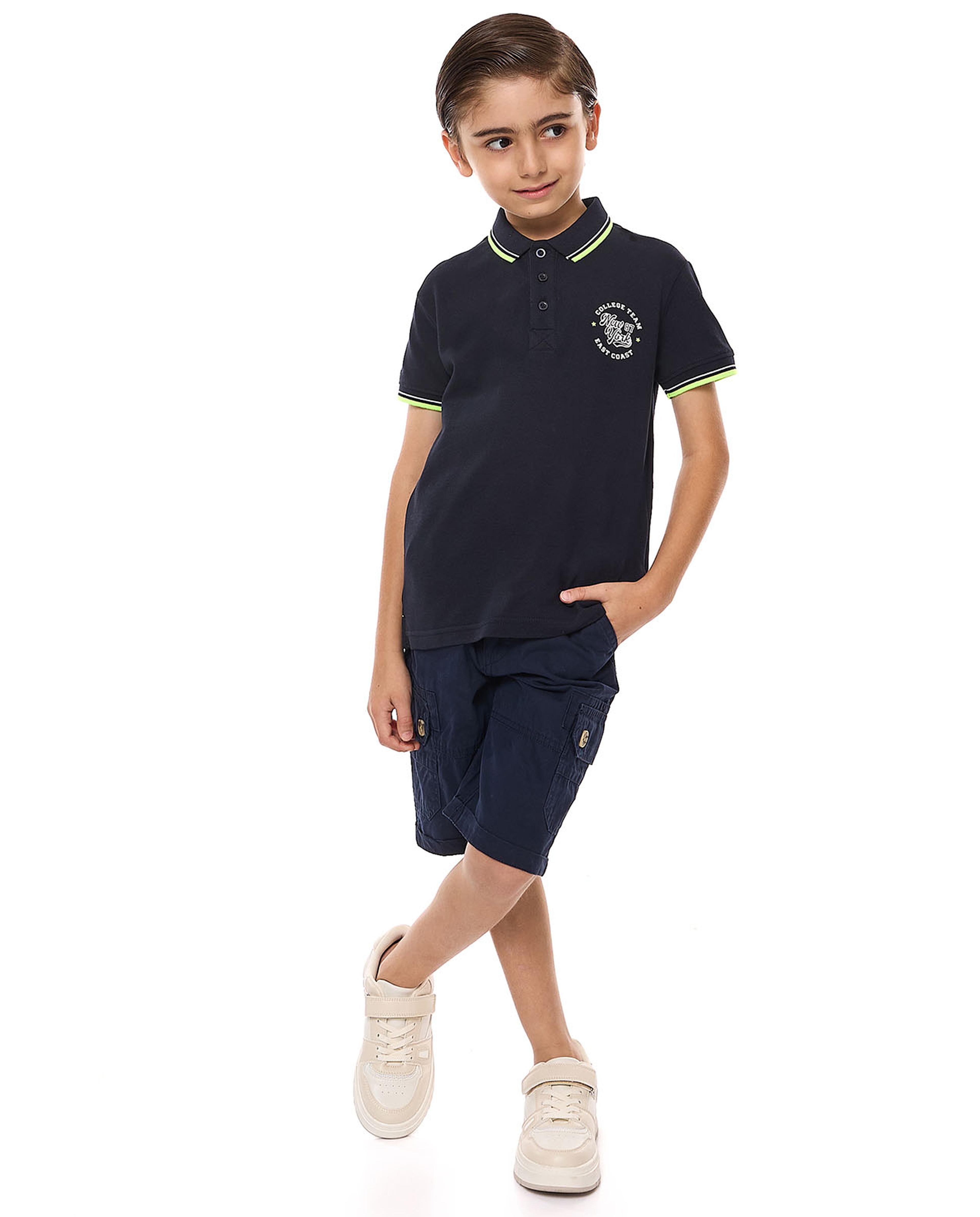 Printed Polo T-Shirt with Short Sleeves