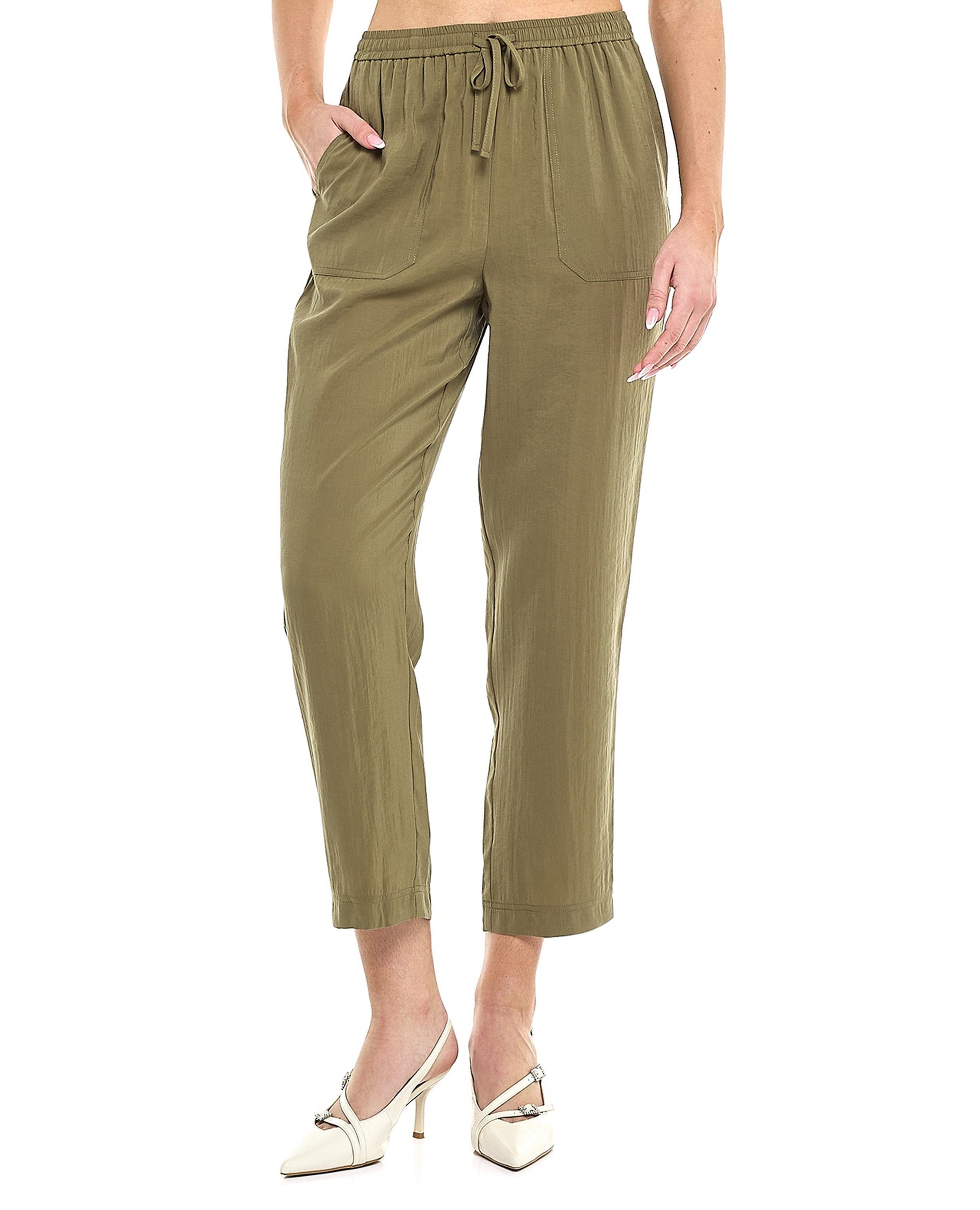 Solid Carrot Fit Trousers with Drawstring Waist