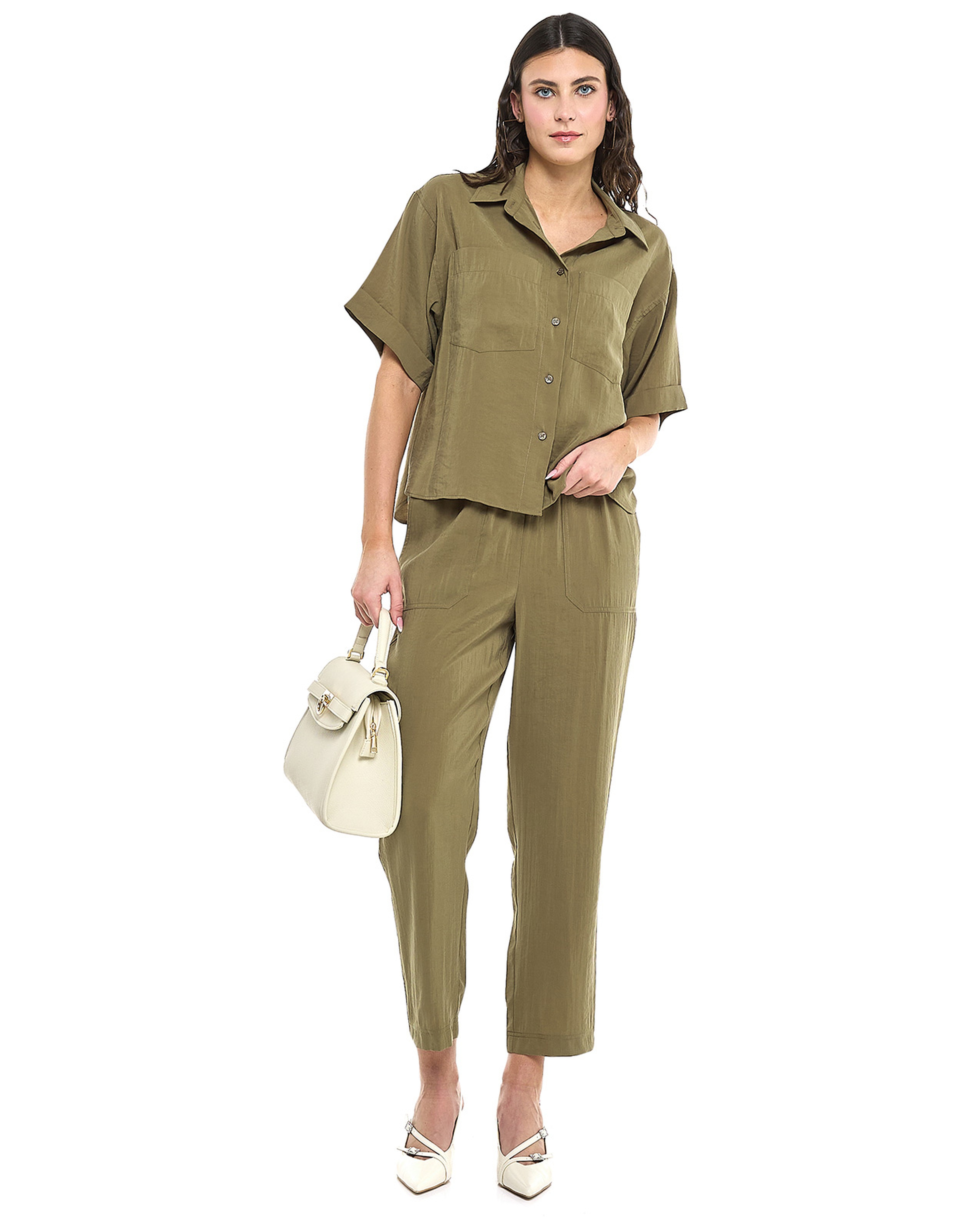 Solid Carrot Fit Trousers with Drawstring Waist