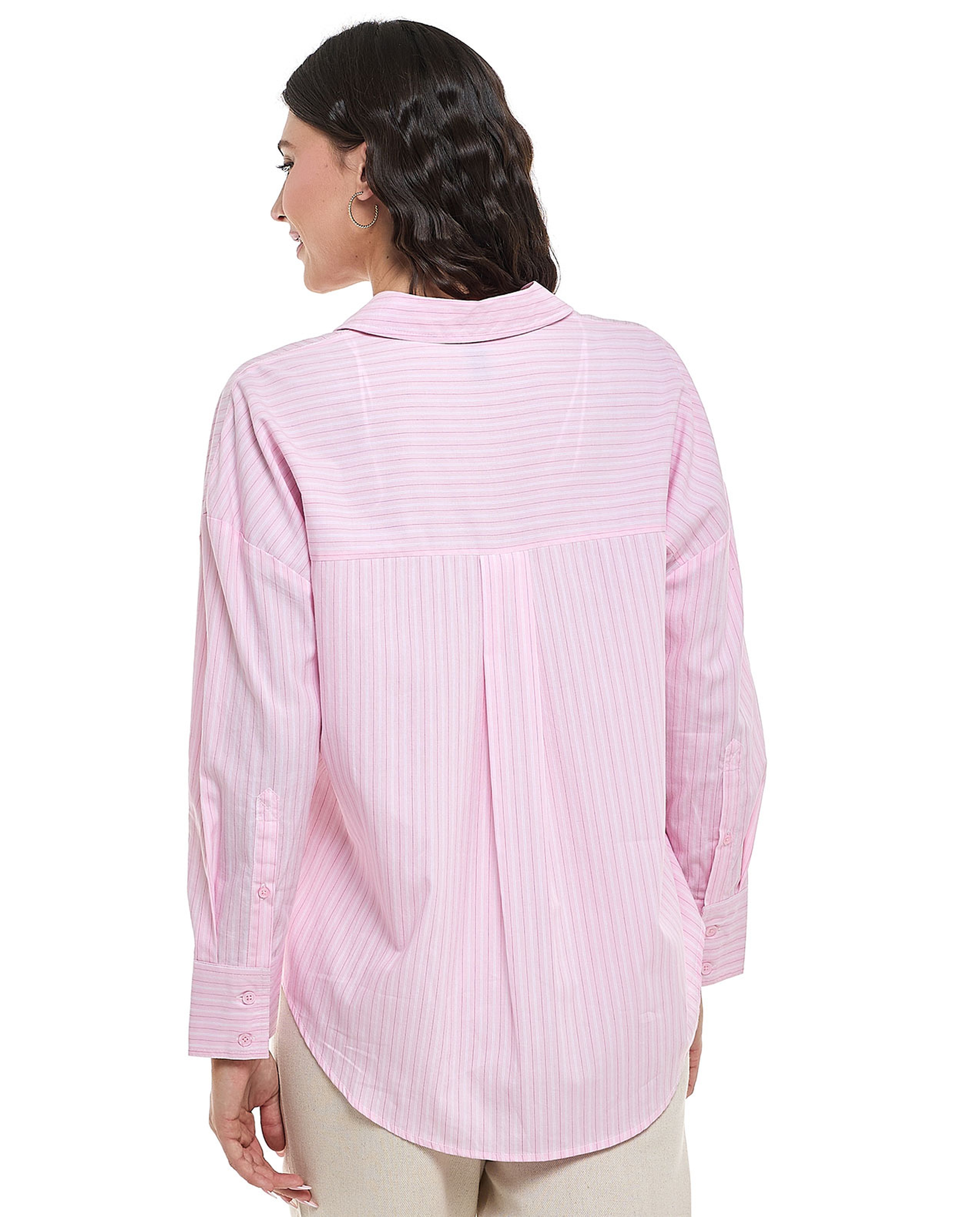 Striped Shirt with Classic Collar and Long Sleeves