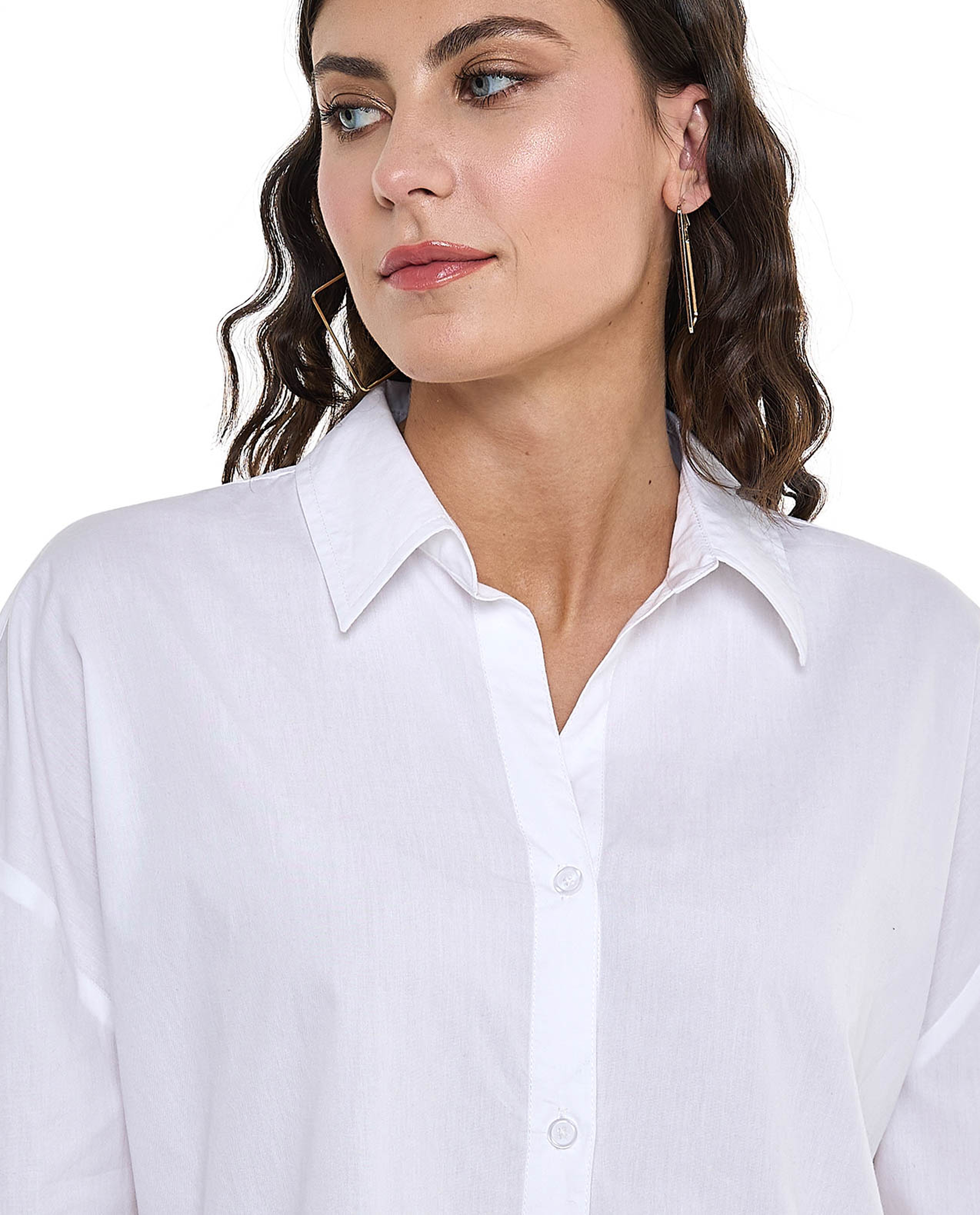 Solid Shirt with Classic Collar and Long Sleeves